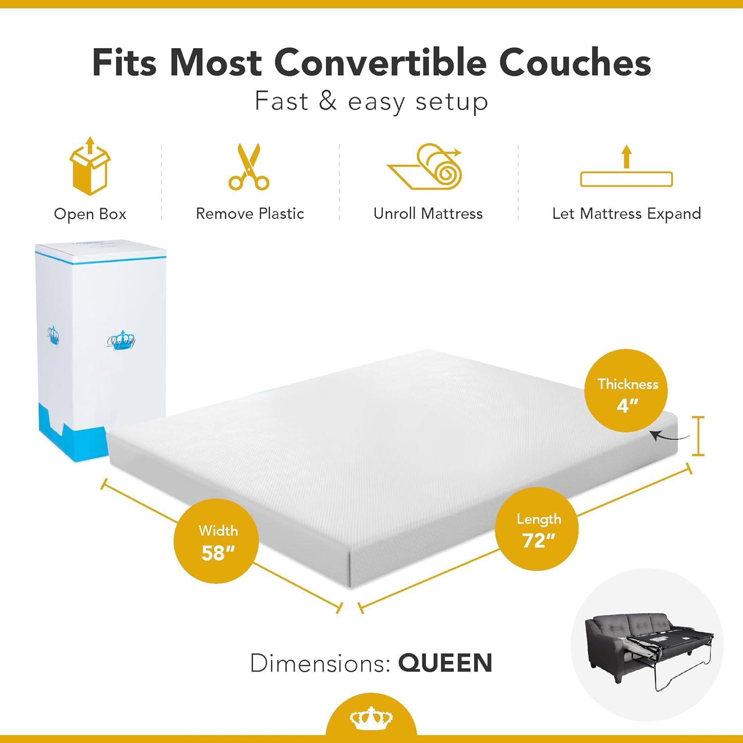 Dynasty Mattress Memory Foam Mattress for Pull Out Sofa (Sofa Not Included)