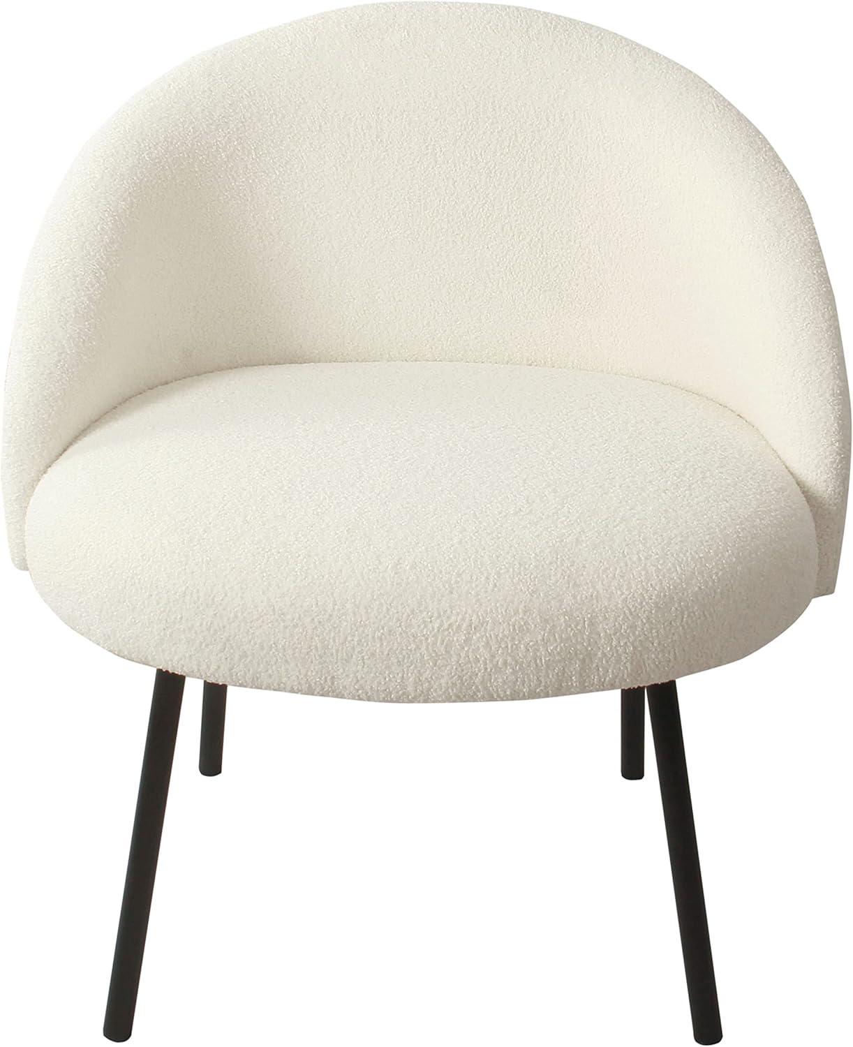 Sleek Cream Velvet Accent Chair with Matte Black Metal Legs