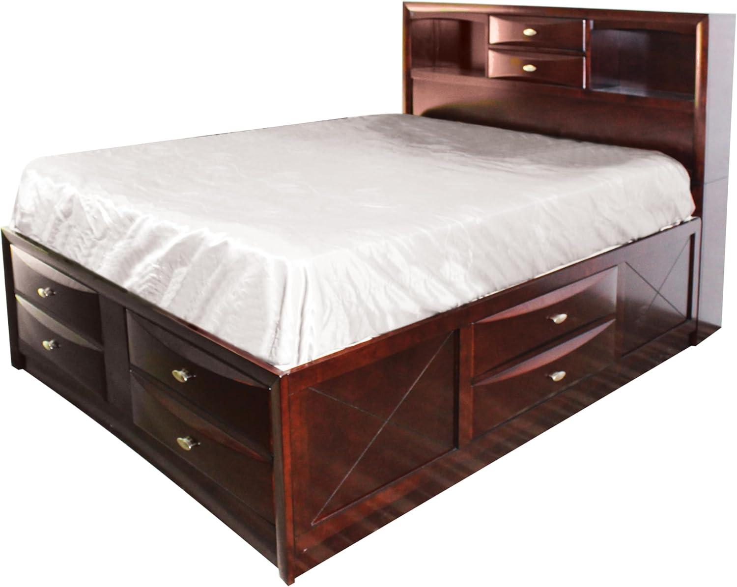 Ireland 91" Queen Bed Espresso - Acme Furniture: Brushed Nickel Hardware, Platform Storage, Microfiber Upholstery