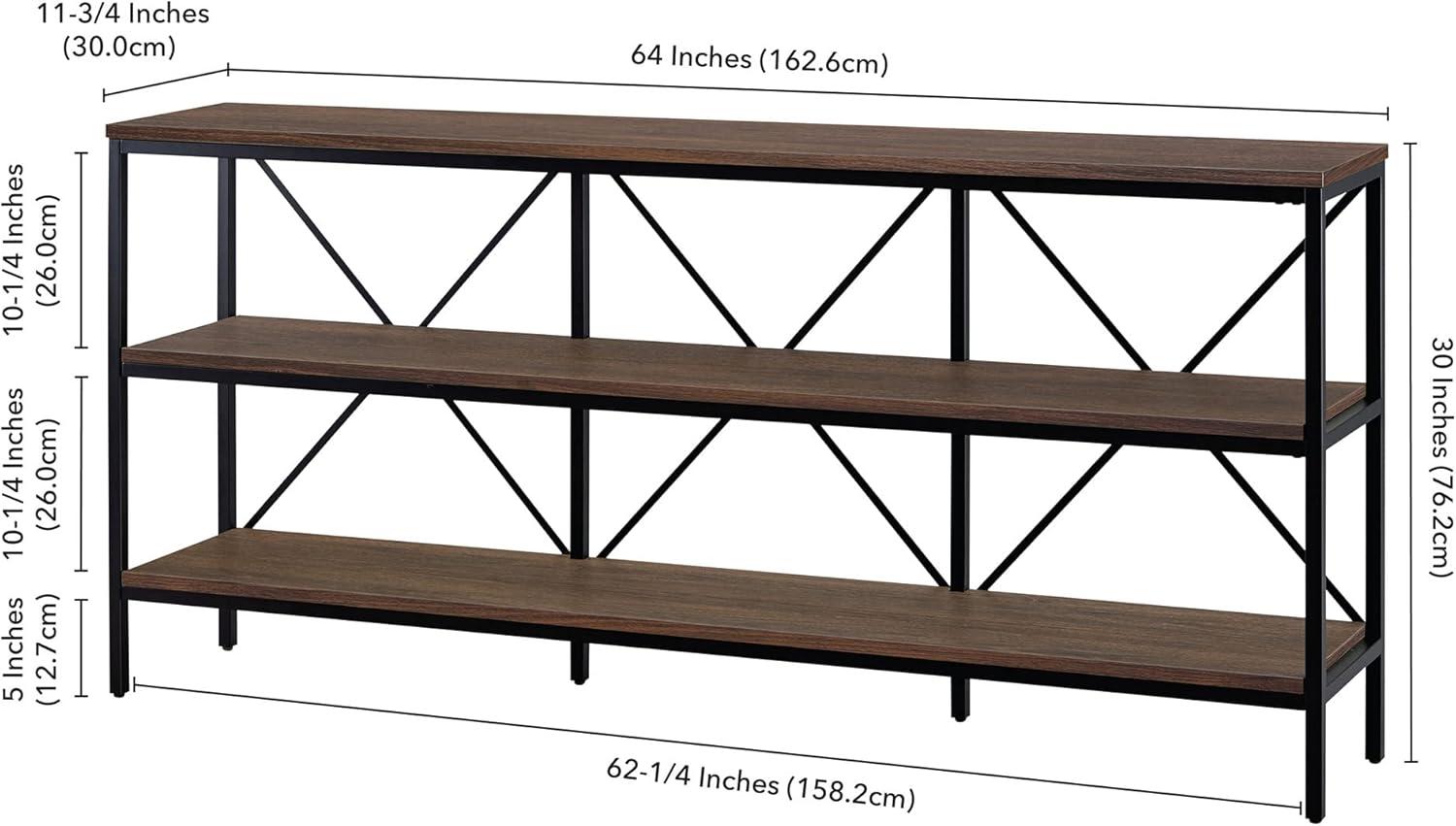 Kira 64" Alder Brown and Blackened Bronze Console Table with Storage