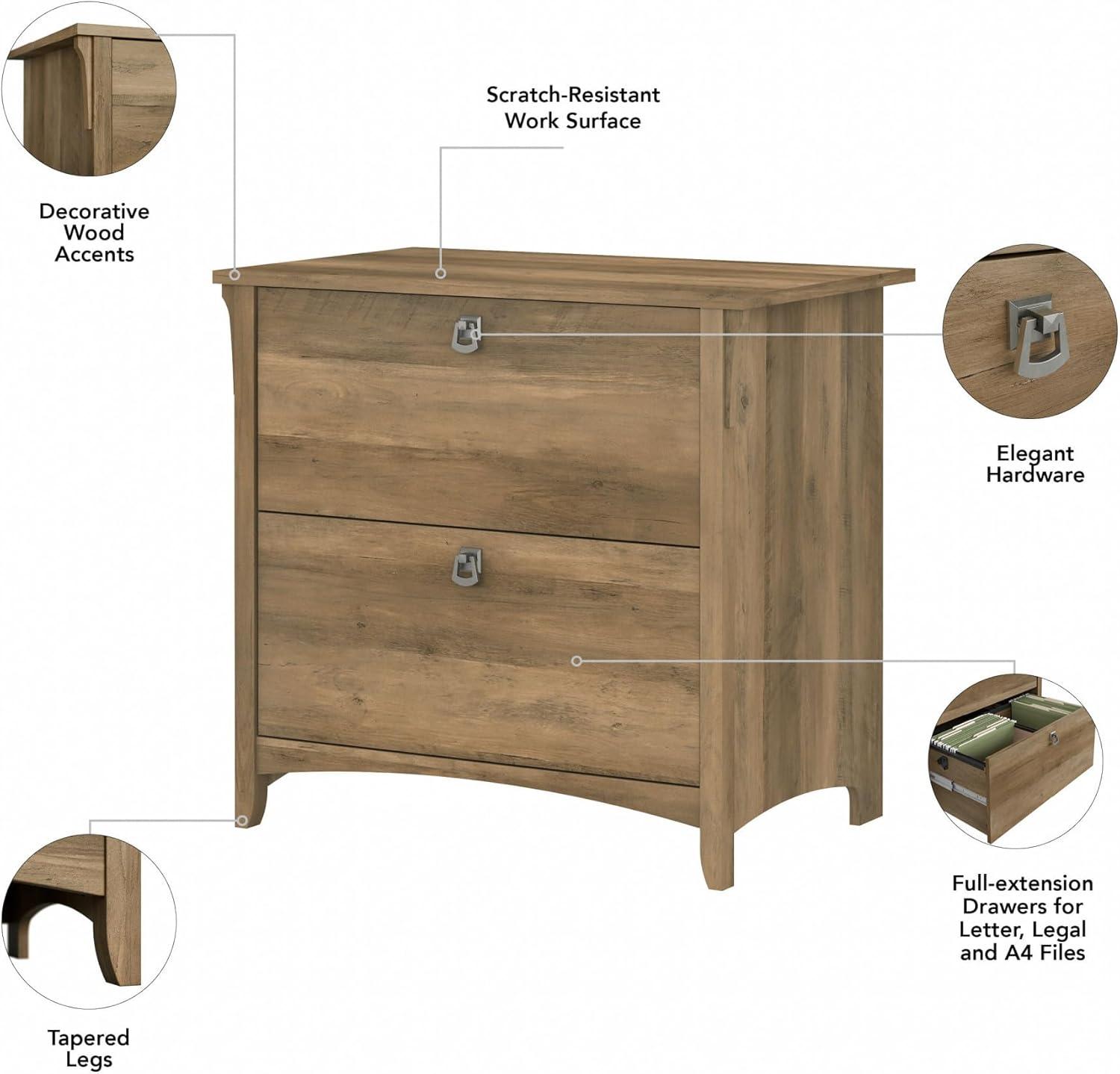 Bush Furniture Salinas 2 Drawer File Cabinet in Reclaimed Pine