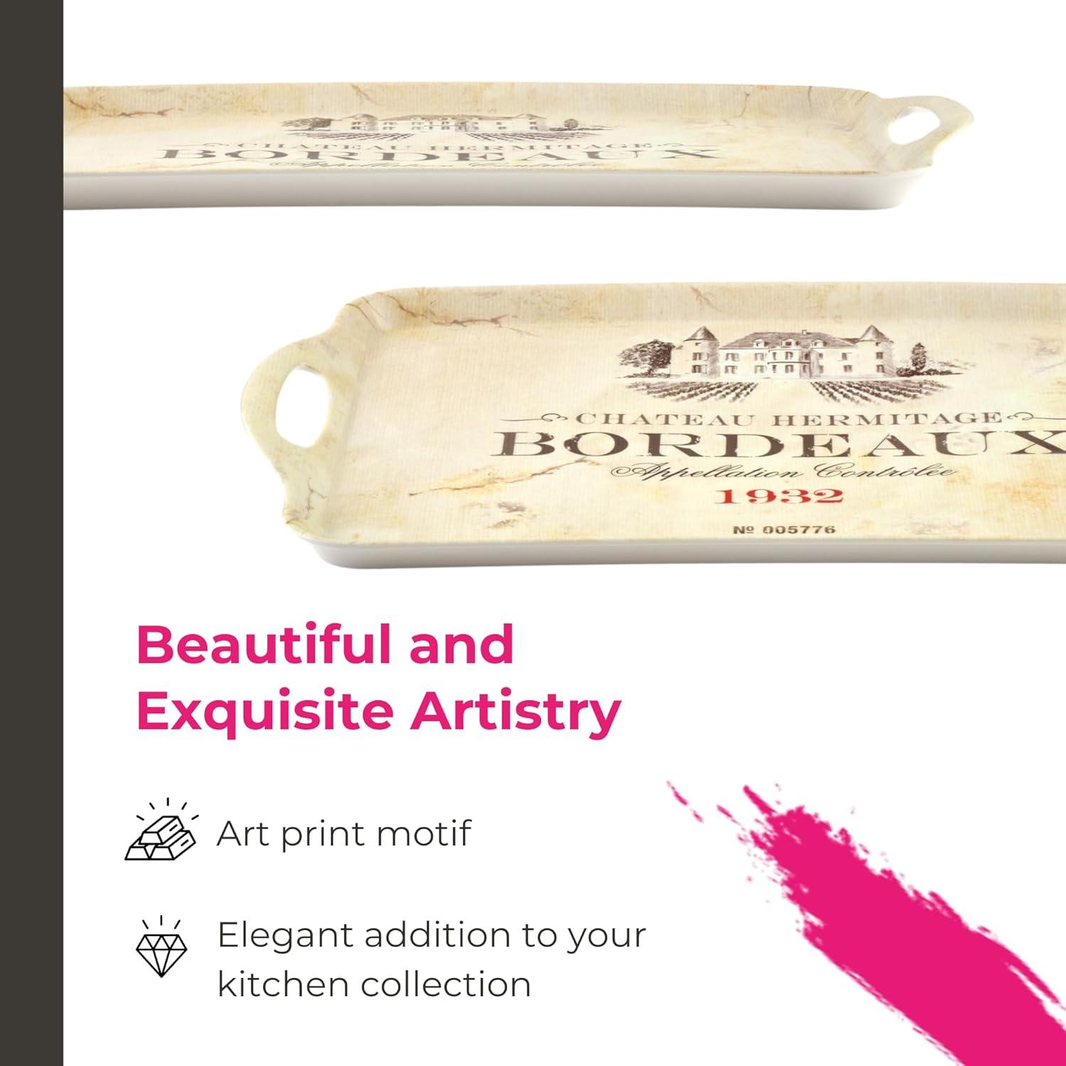 Pimpernel Pimpernel Vin De France Large Melamine Hndld Tray 18.9 X11.6"