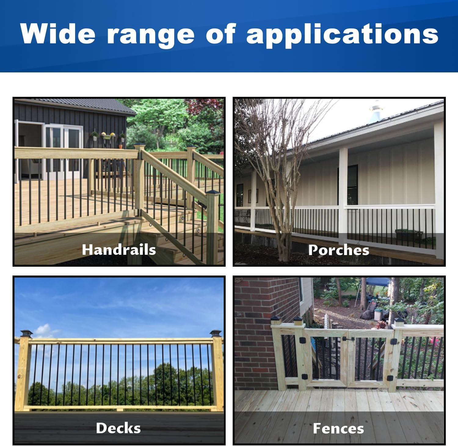 25 Pack - 29.5"x1" Deck Balusters Metal Deck Spindles Staircase Baluster with Screws for Wood Wave Arc Shiny Black Indoor Outdoor