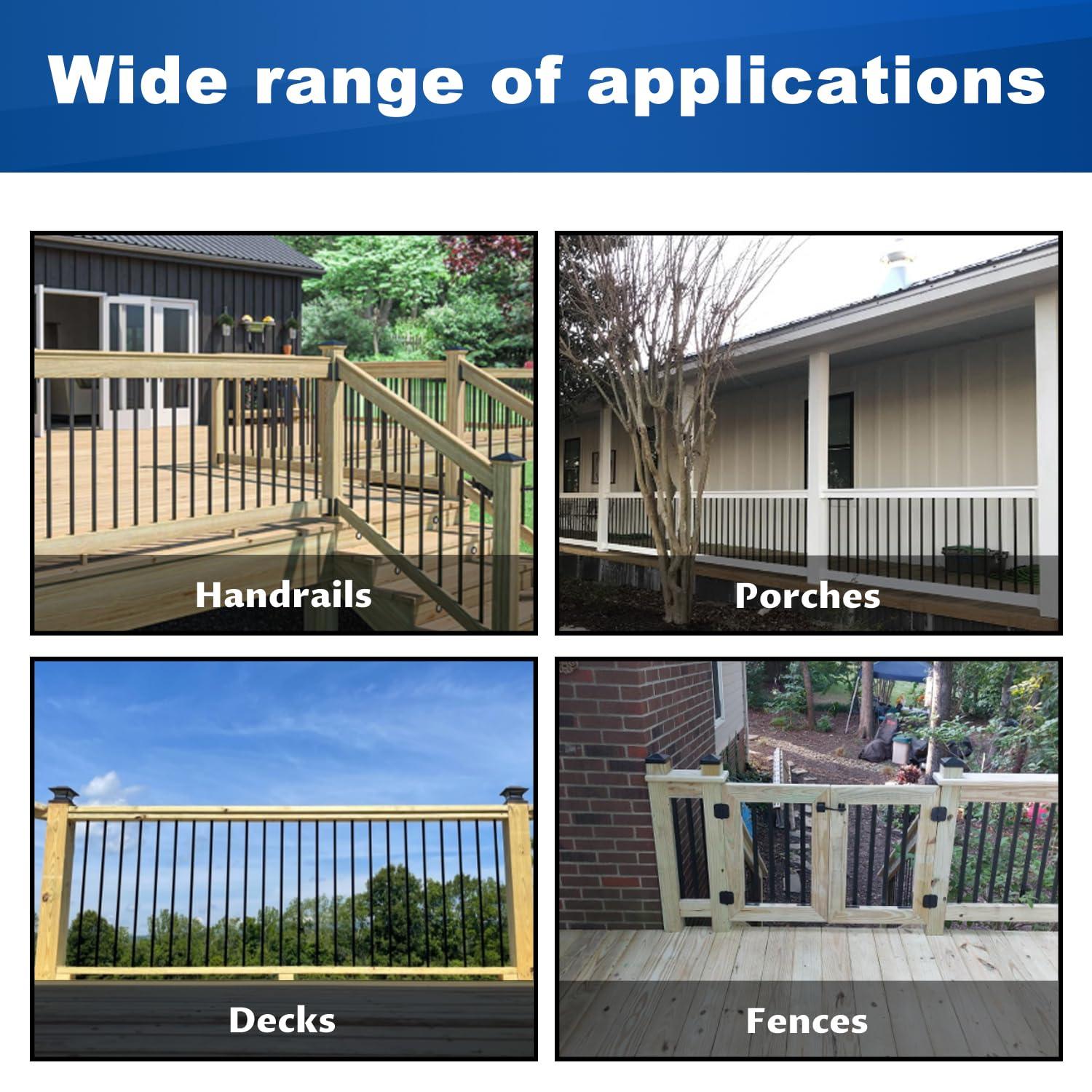 25 Pack - 29.5"x1" Deck Balusters Metal Deck Spindles Staircase Baluster with Screws for Wood Wave Arc Shiny Black Indoor Outdoor