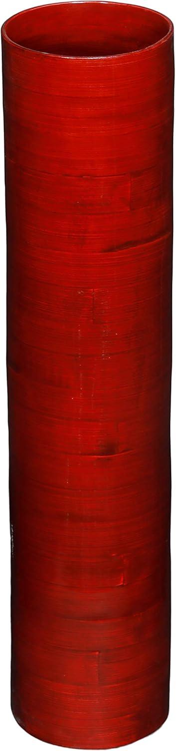 25" Bamboo Cylinder Floor Vase - Mahogany Red