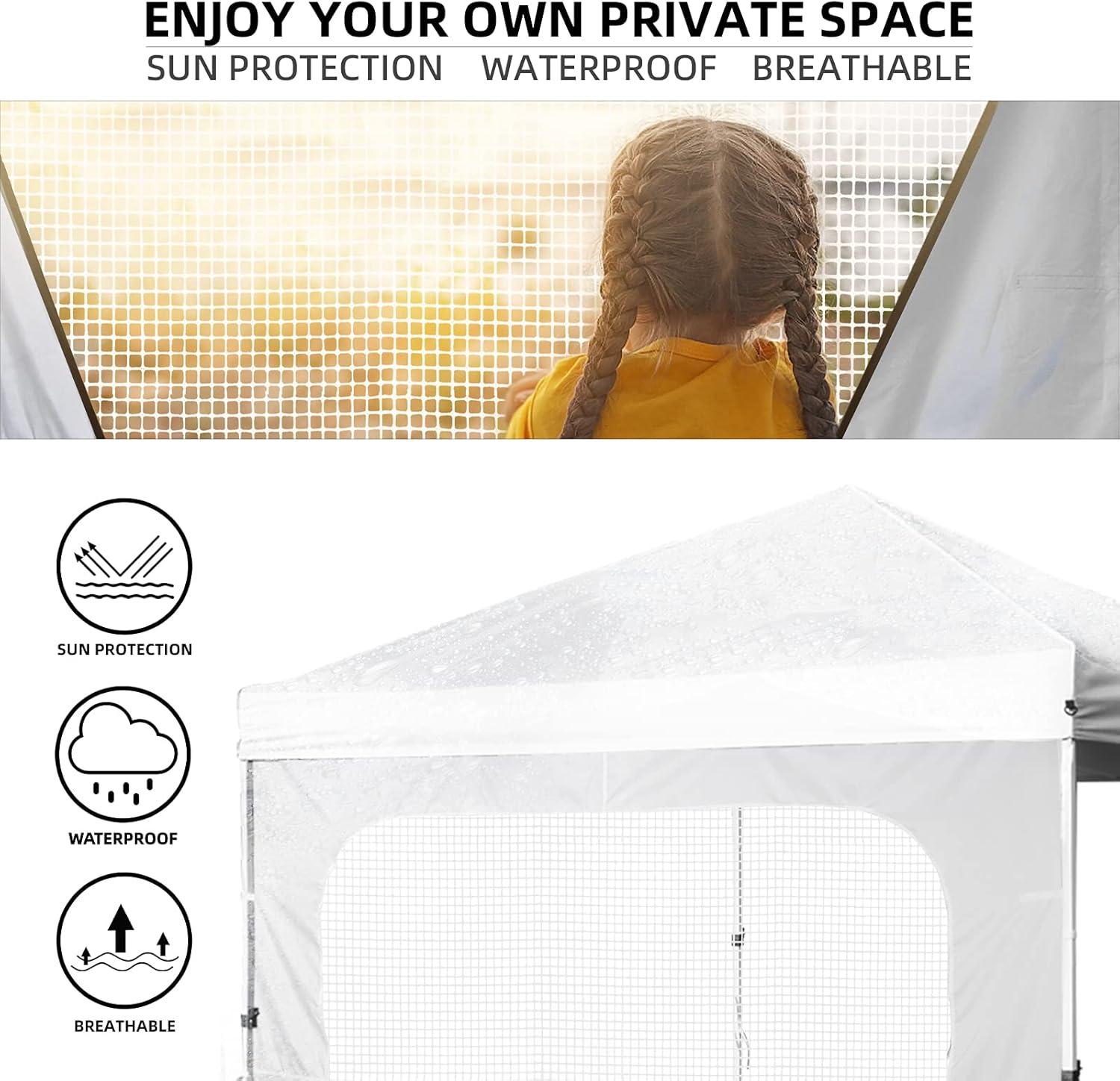 White Waterproof Metal Frame Sunshade Sidewall with Mesh Window