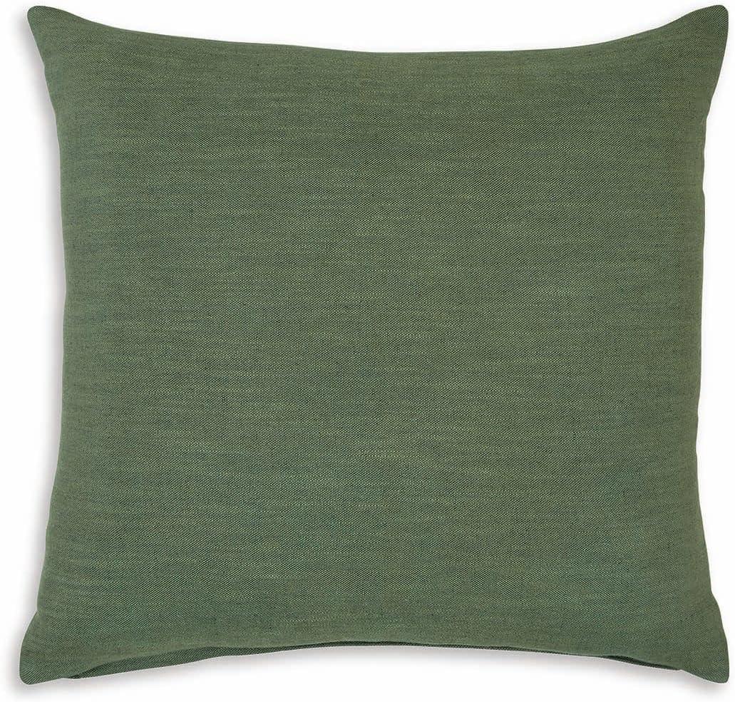 Green Woven Cotton Linen Square Throw Pillow