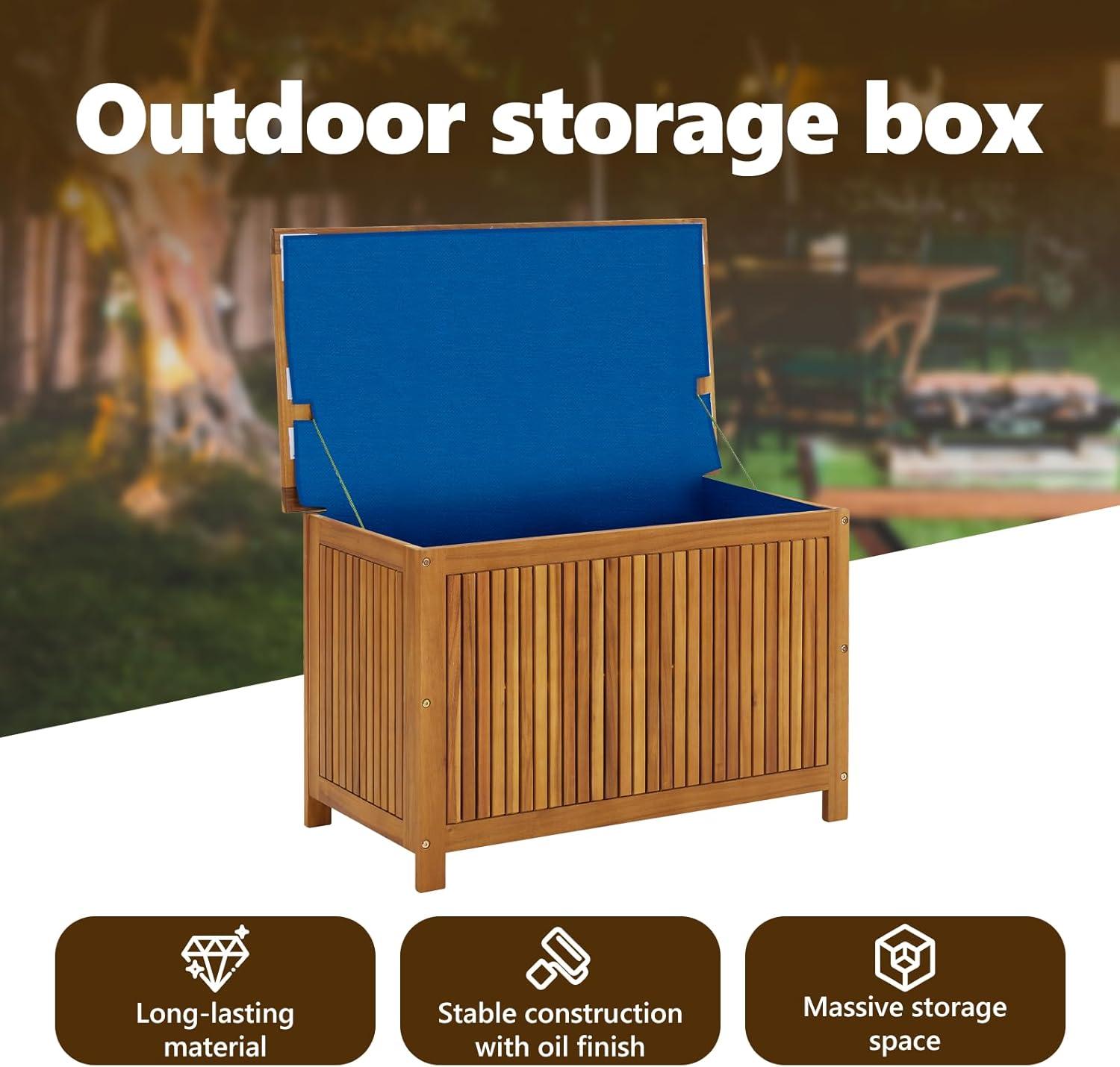 vidaXL Patio Storage Box 35.4Inchx19.7Inchx22.8Inch Solid Acacia Wood