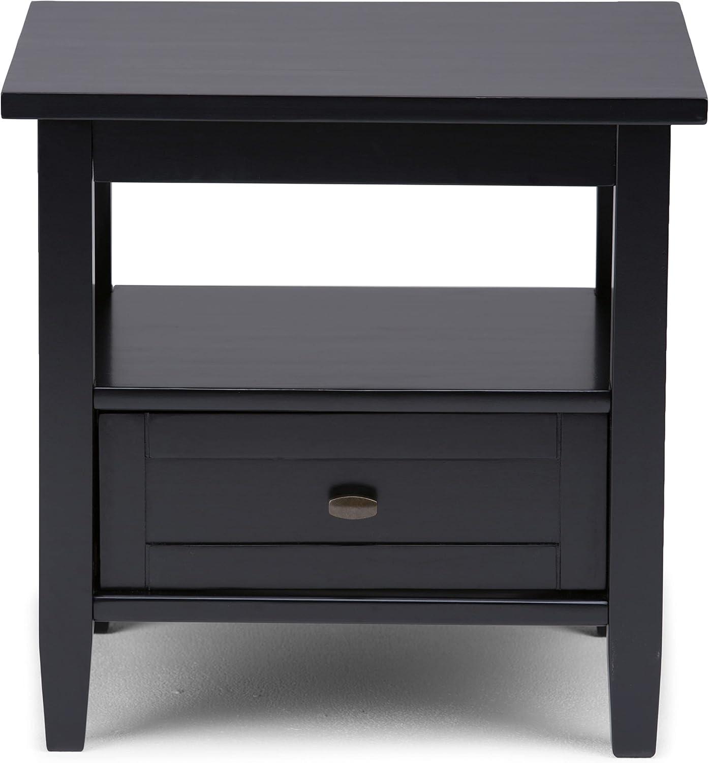 Warm Shaker 20" Black Solid Wood End Table with Storage