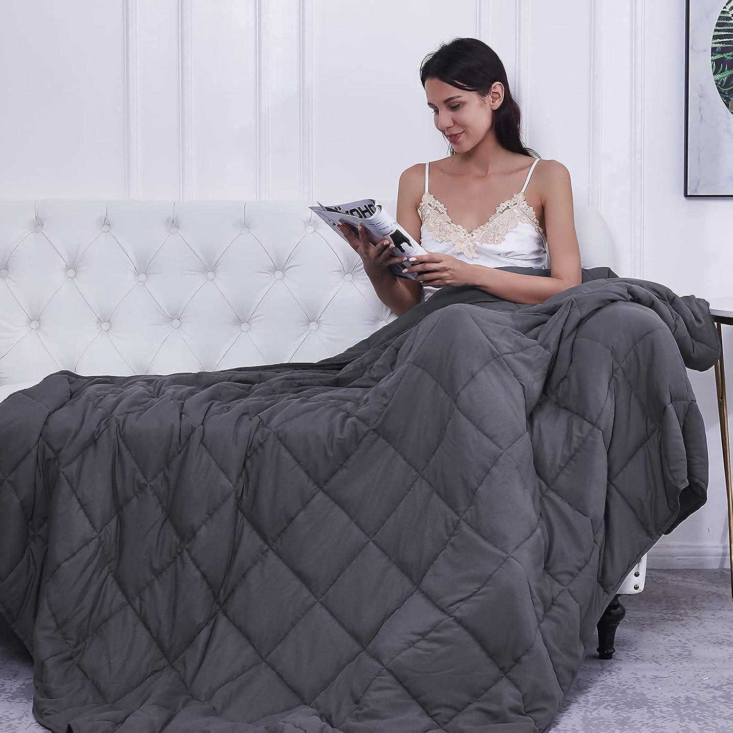 Dark Gray Twin Cooling Weighted Blanket with Glass Beads