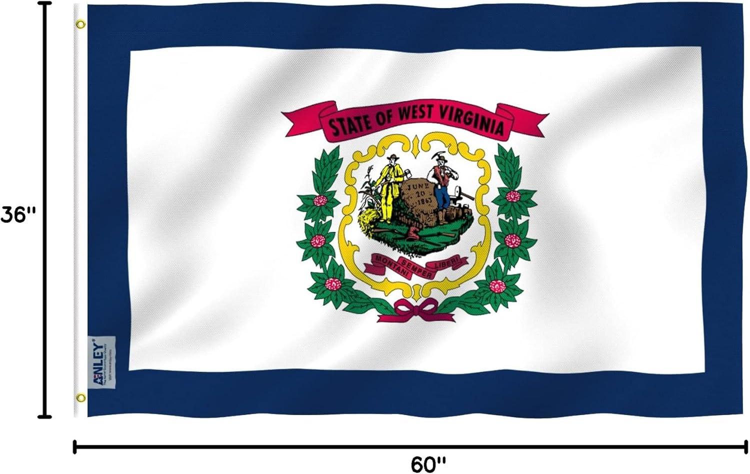 Anley 3x5 Foot West Virginia State Flag - West Virginia WV Flags Polyester