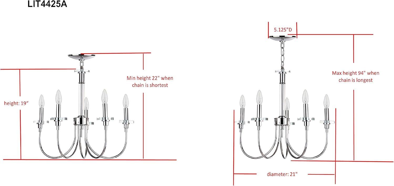 Sharon Chandelier - Chrome/Clear - Safavieh.