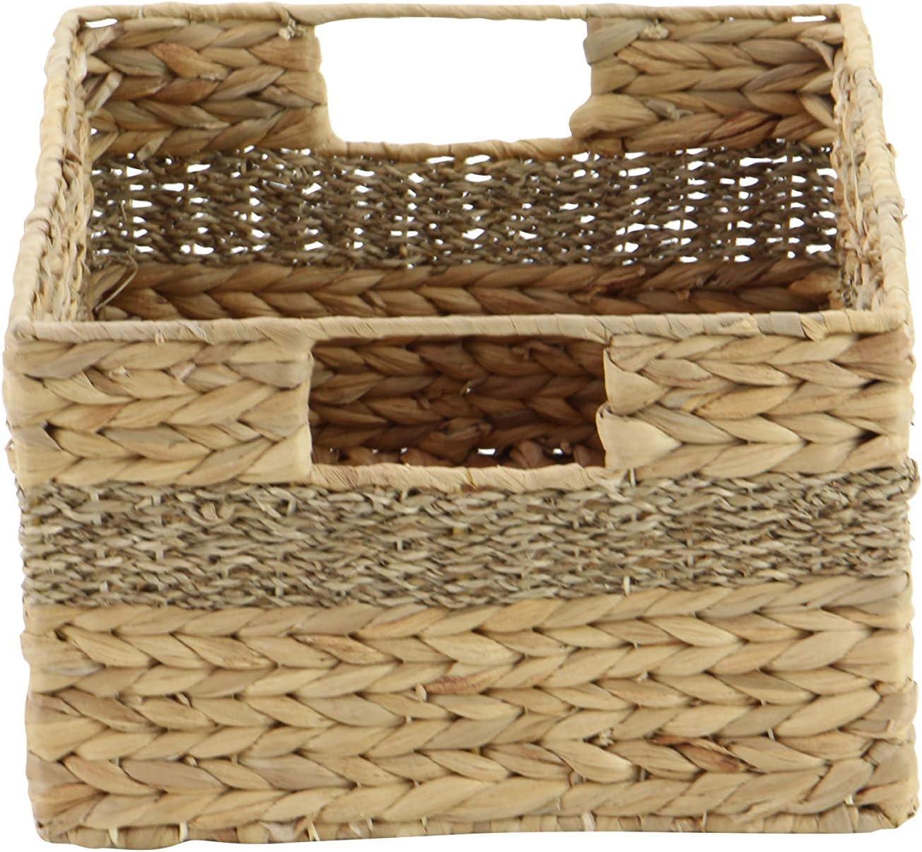 DecMode 16", 14", 12", 10"W Light Brown Seagrass Handmade Storage Basket with Handles, 4-Pieces