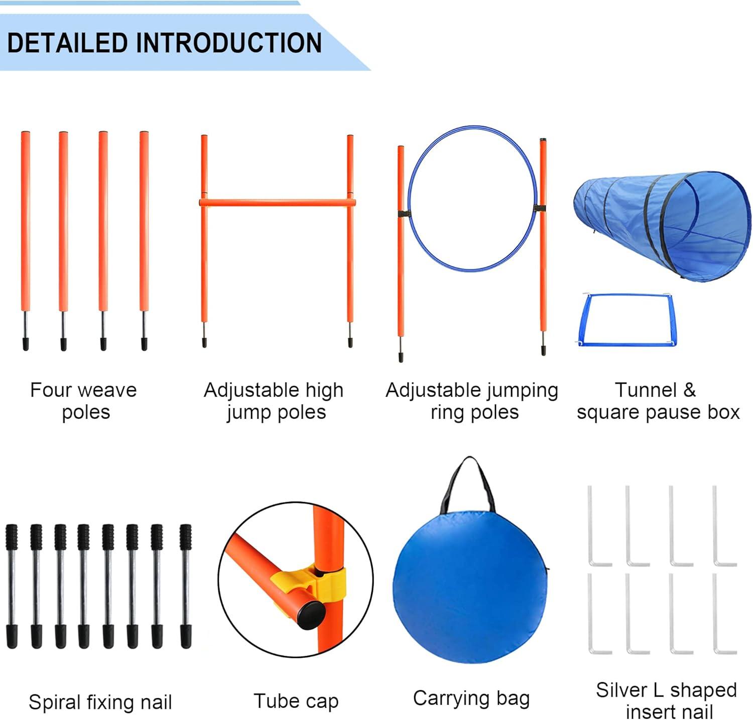 Blue Dog Agility Training Set with Tunnel and Hurdles