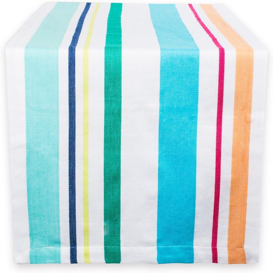 Colorful Coastal Cotton Stripe Table Runner, 14x72