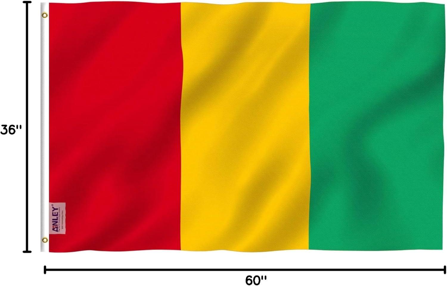 Guinea Flag 3x5 Feet Polyester with Brass Grommets