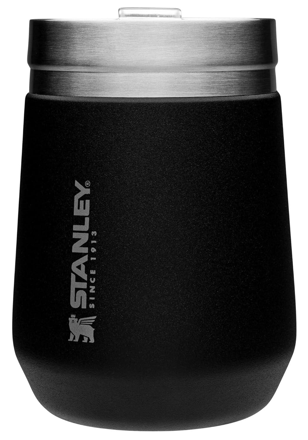 Stanley 10 oz Everyday Wine Tumbler Matte Black: Stainless Steel, Dishwasher-Safe, Hot/Cold Drinkware, All Ages