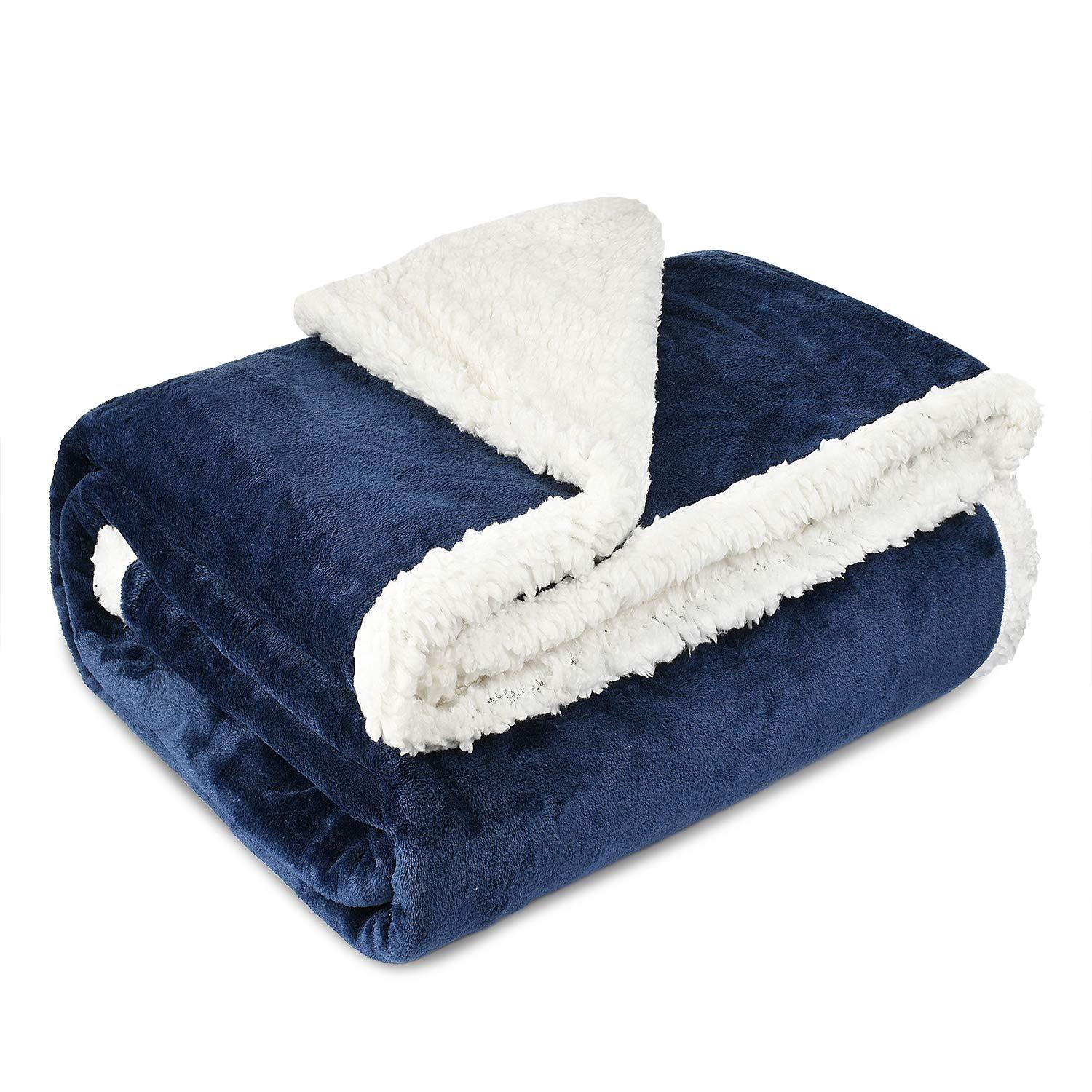 Catalonia Fleece Throw Blanket, Super Soft Mink Plush Couch Blanket, TV Bed Fuzzy Blanket, Fluffy Comfy Warm Heavy Throws, Comfort Caring Gift, Blue