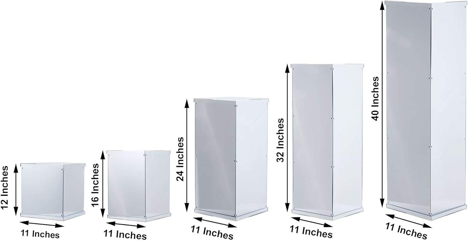 BalsaCircle 5 Silver Mirror Display Boxes Centerpieces Columns Pedestal Riser Party Wedding Decorations