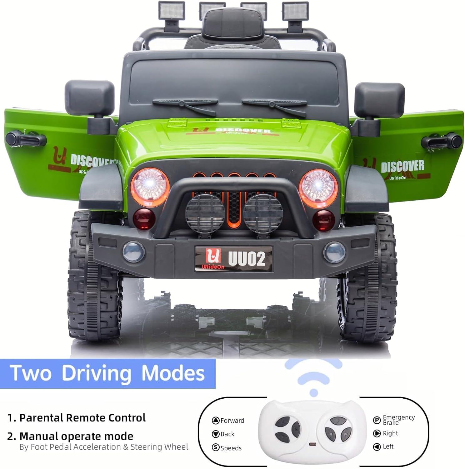 OverPatio Ride On Truck 12V Battery Powered Kids Car with Parent Remote Control Green