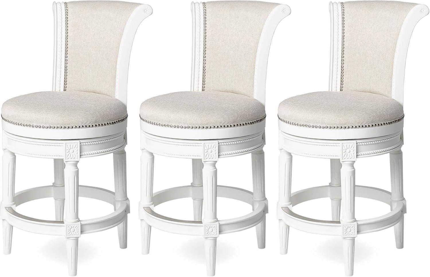 Maven Lane Pullman Swivel Upholstered Kitchen Stool, Set of 3