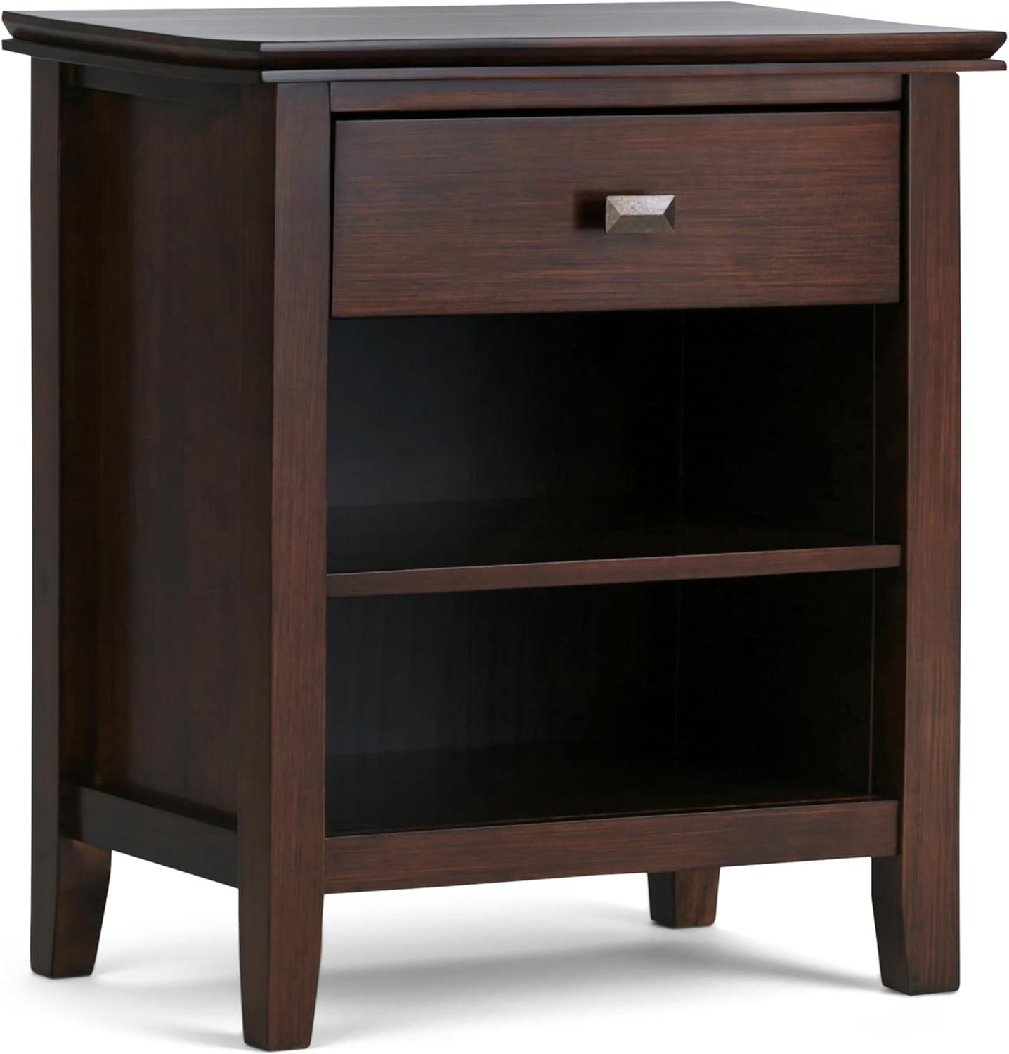 Simpli Home Artisan Wood 24" Transitional Bedside Nightstand Table in Russet Brown