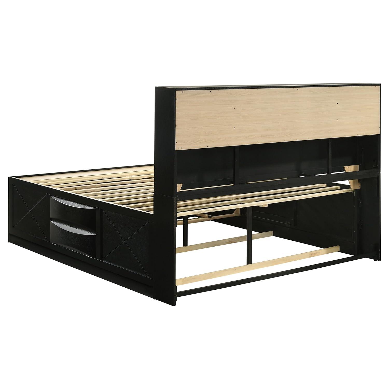 Briana Storage Bedroom Set with Bookcase Headboard Black