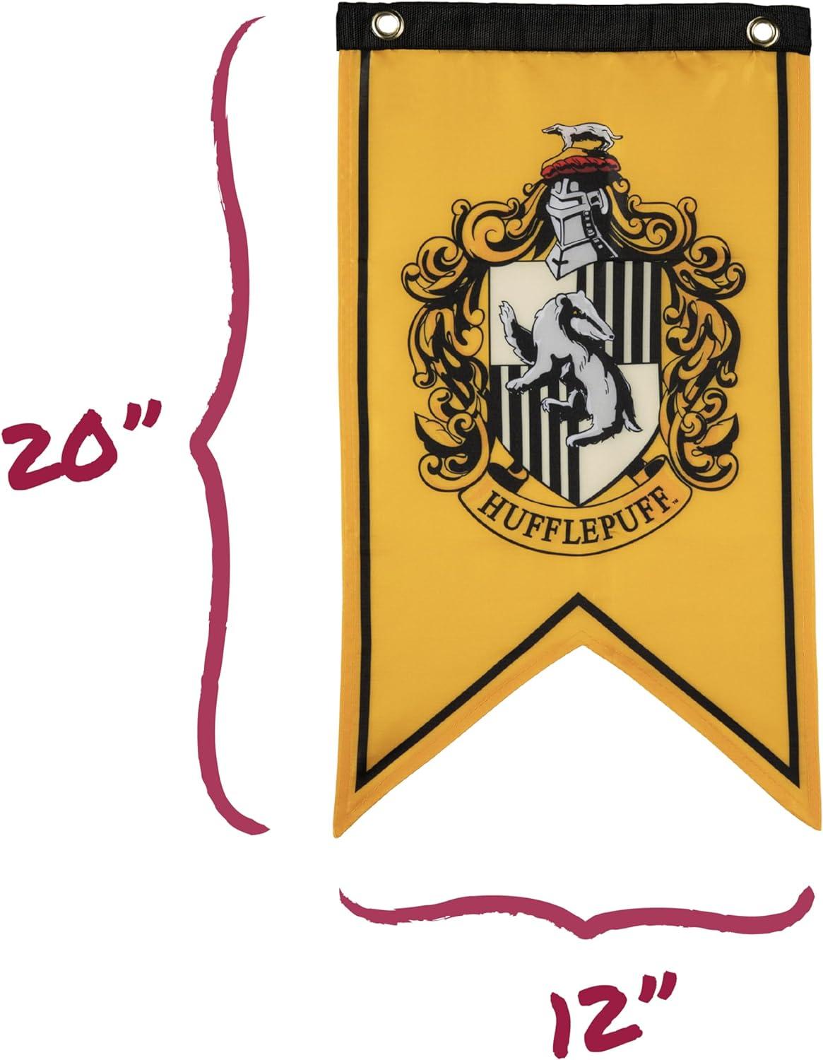 Conquest Journals Harry Potter Wizarding House Banner Flag Set, 12'' x 20'' Polyester Flags, Set of 5 Includes Hogwarts Crest, Gryffindor, Slytherin, Ravenclaw & Hufflepuff Banners, Birthday Party