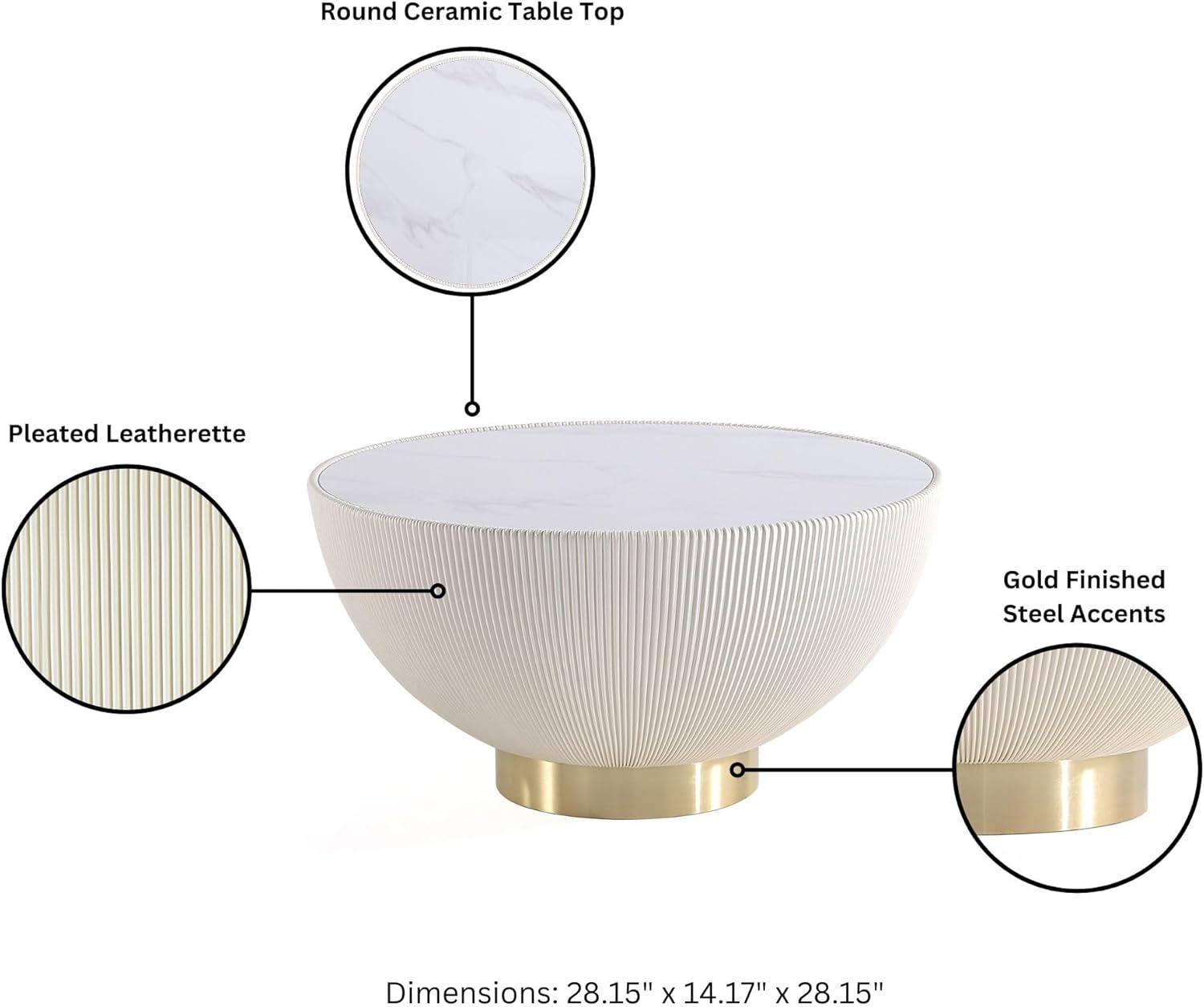 Manhattan Comfort 3pc Anderson Leatherette Upholstered Coffee Table and End Table Set Cream/Gray