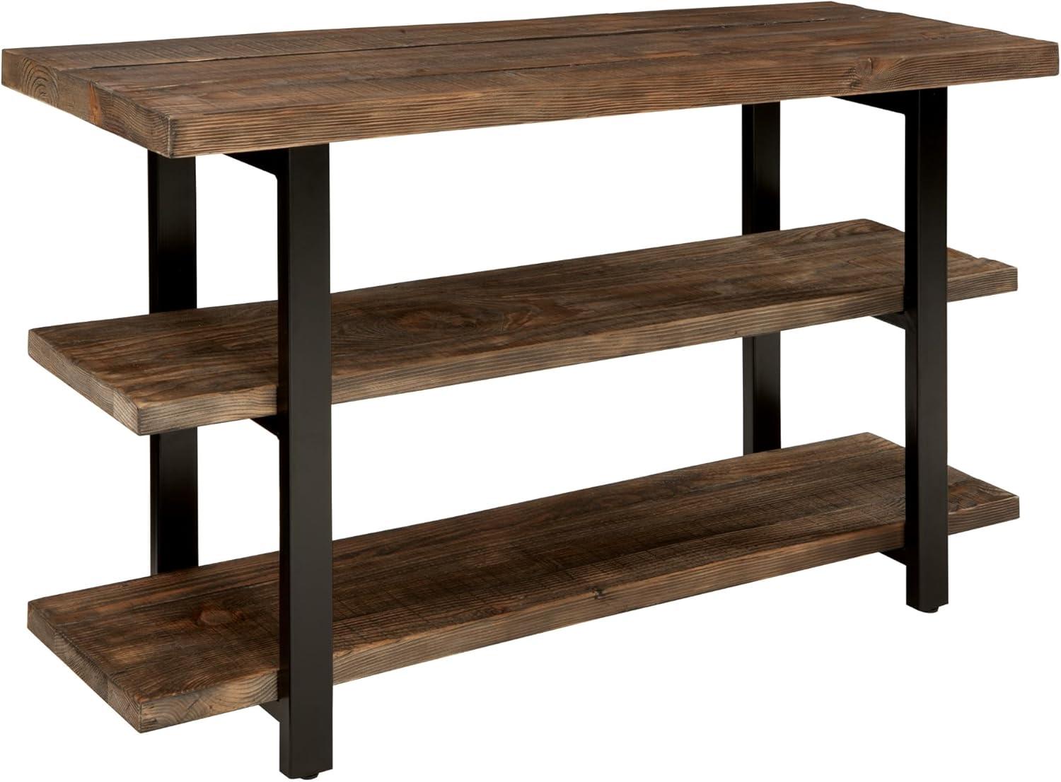 Pomona 2 Shelf Console Table Brown - Alaterre Furniture: Rustic Sofa Table, Metal Frame, Wood Top, Entryway Furniture