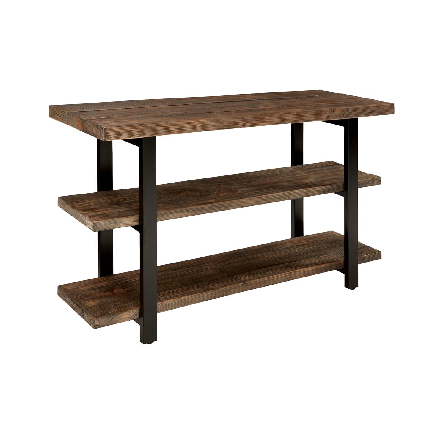 Pomona 2 Shelf Console Table Brown - Alaterre Furniture: Rustic Sofa Table, Metal Frame, Wood Top, Entryway Furniture