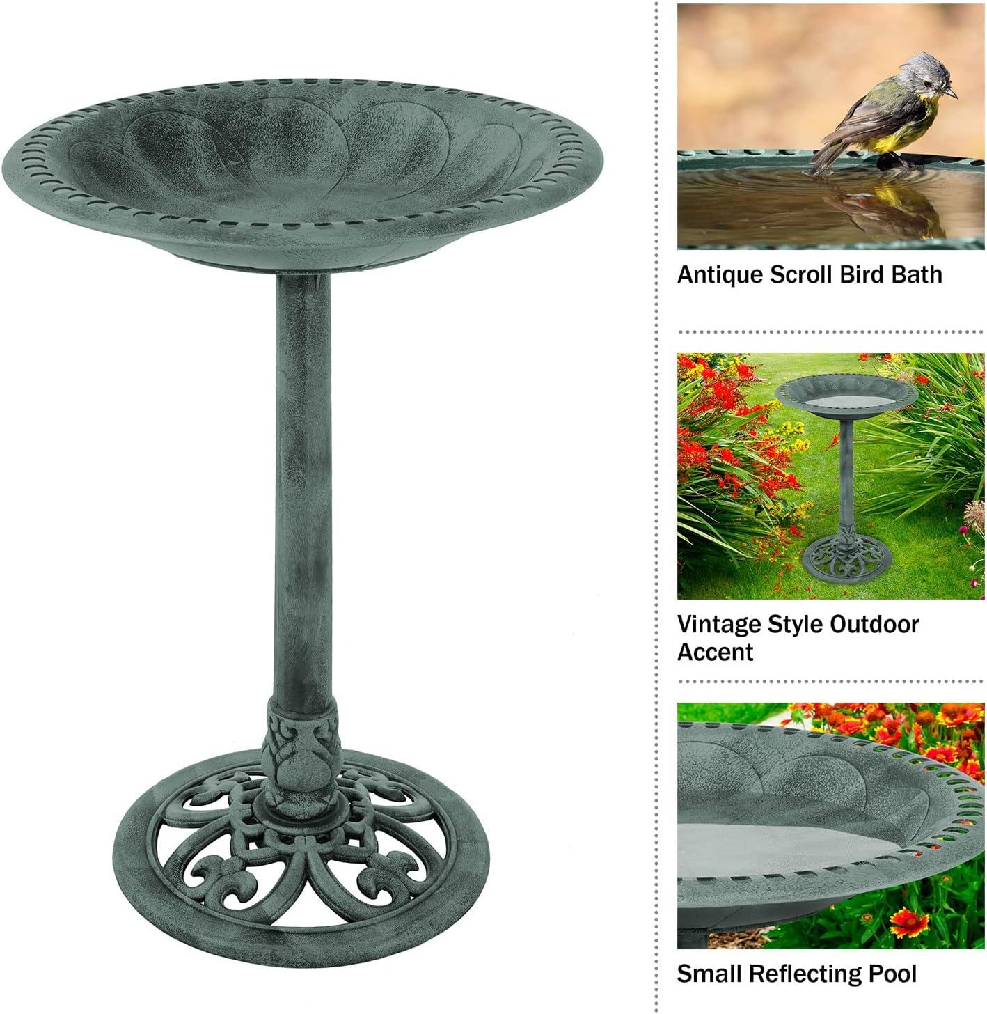 Pure Garden 50-LG1072 Antique Bird Bath - Green