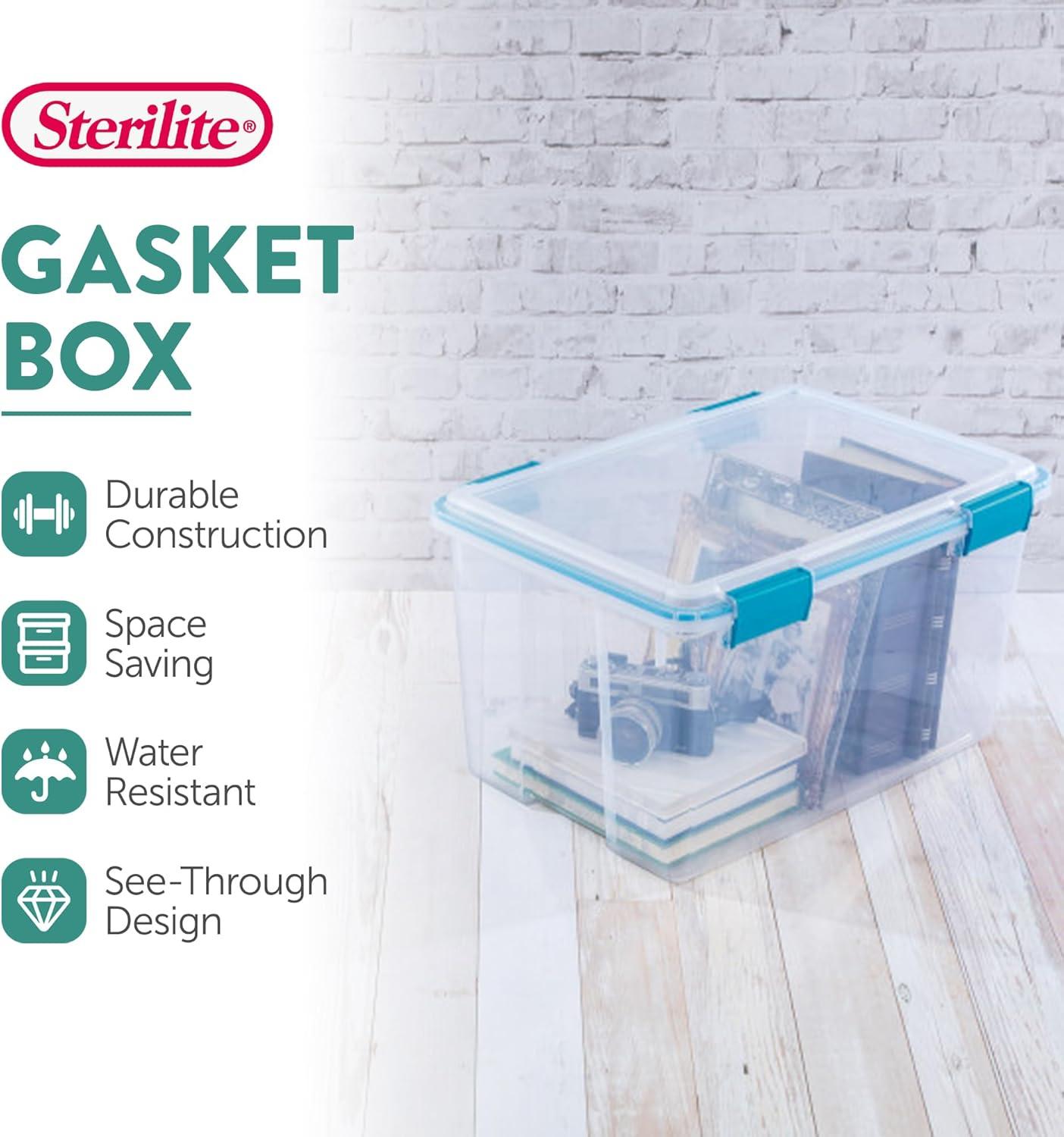 Sterilite Clear Plastic Storage Bin w/ Gasket Latch Lid