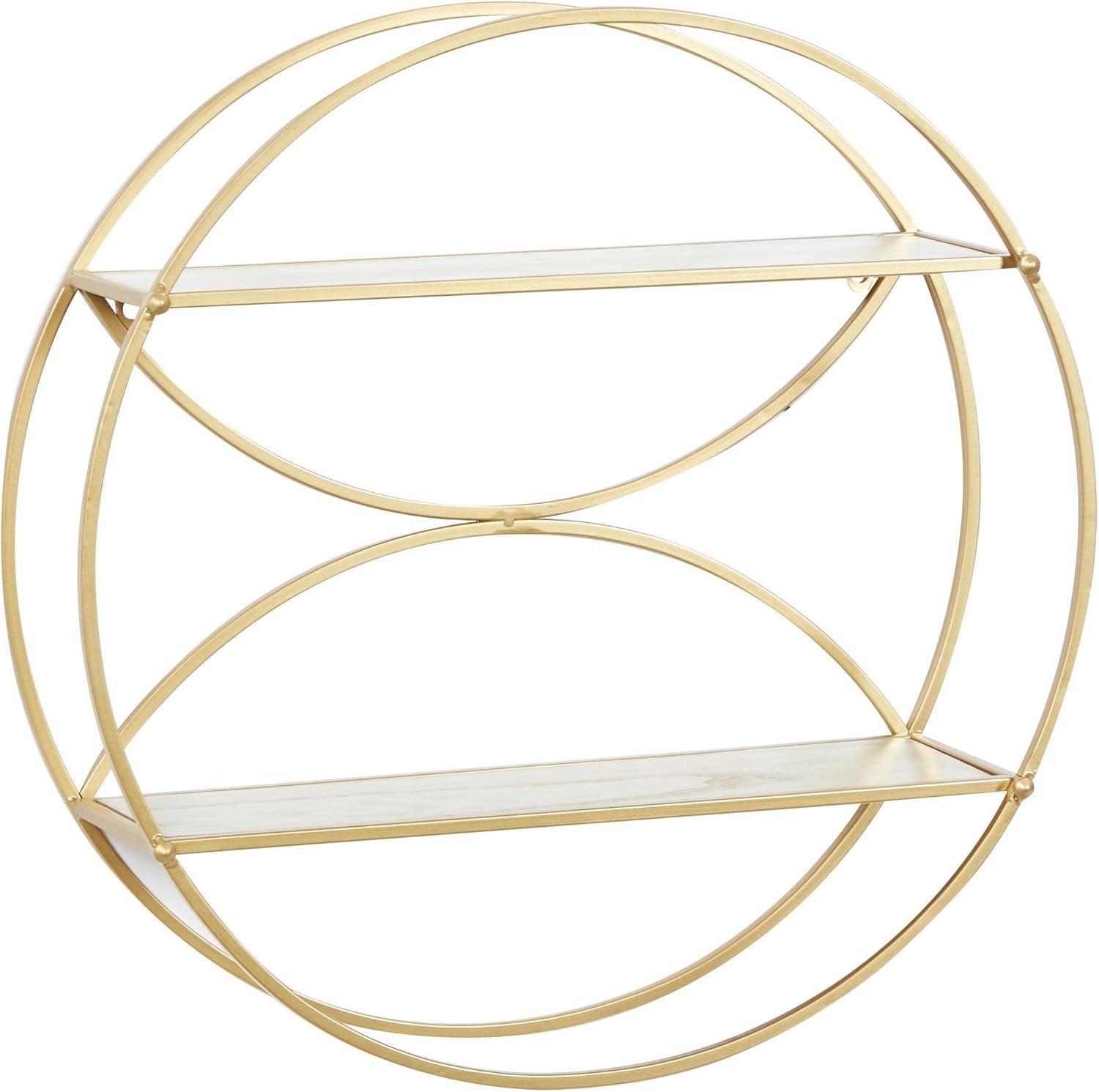 Cosmoliving By Cosmopolitan Gold Metal Contemporary Wall Shelf, 22 X 22 X 7