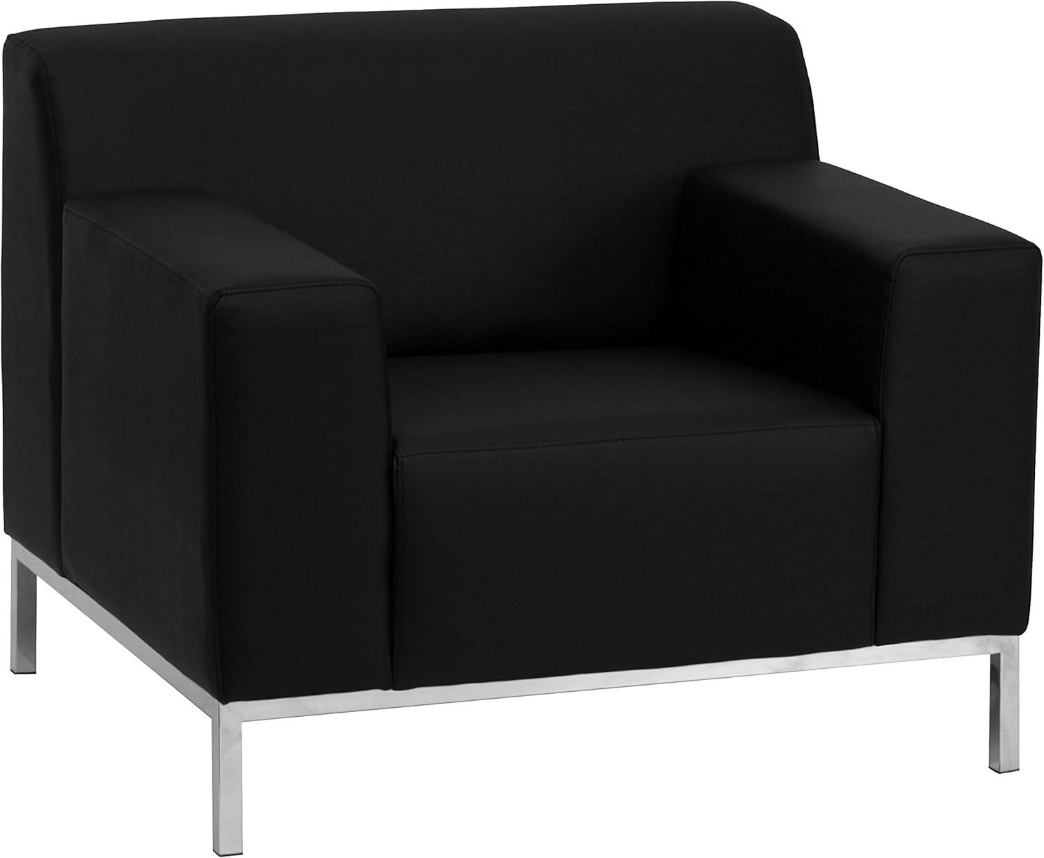 Flash Furniture HERCULES Definity Series Contemporary Black LeatherSoft Chair with Stainless Steel Frame