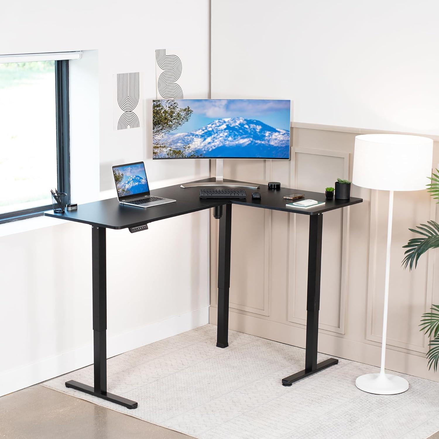 VIVO Black Electric 63" x 47" Corner Standing Desk