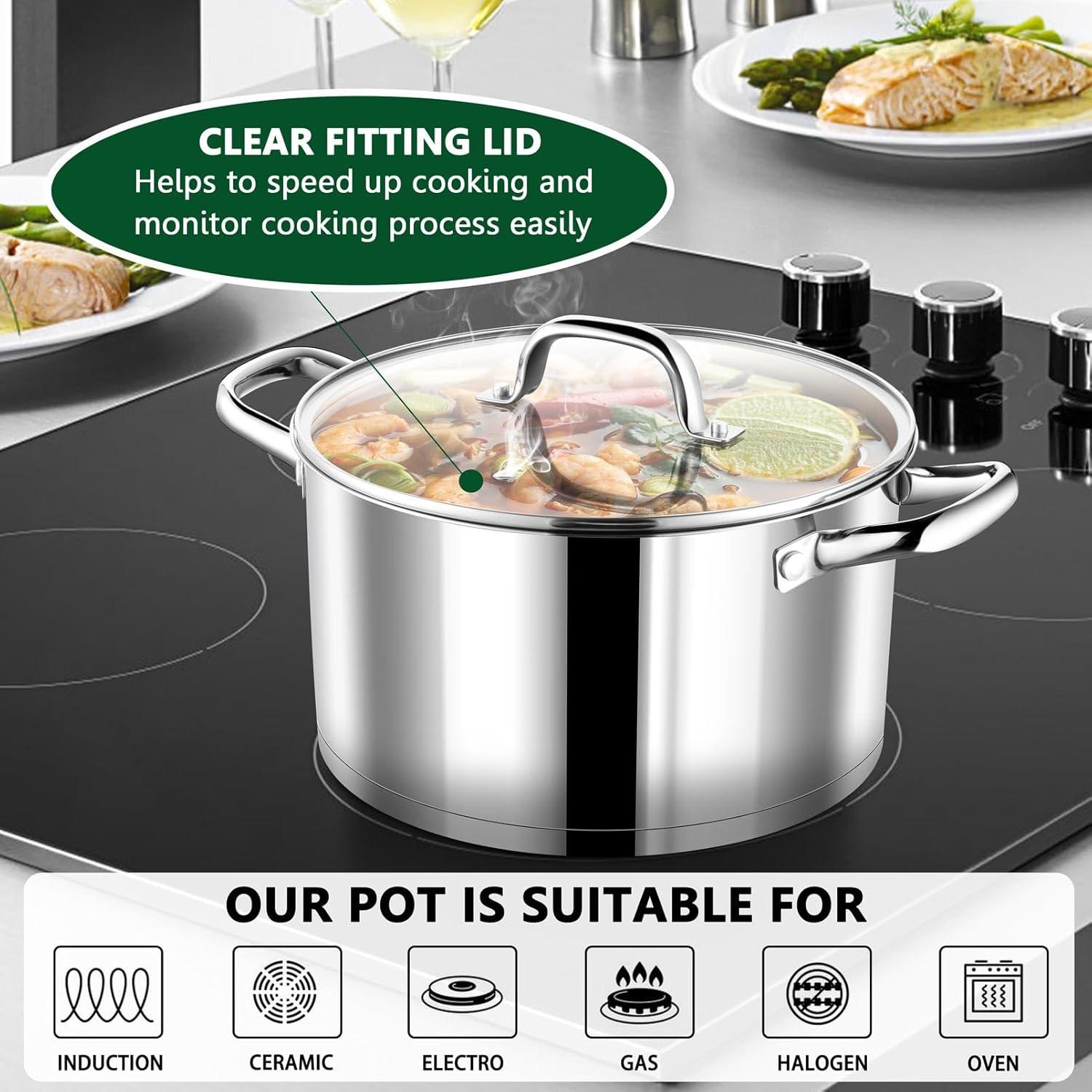 8-Quart Stainless Steel Tri-Ply Stockpot with Glass Lid