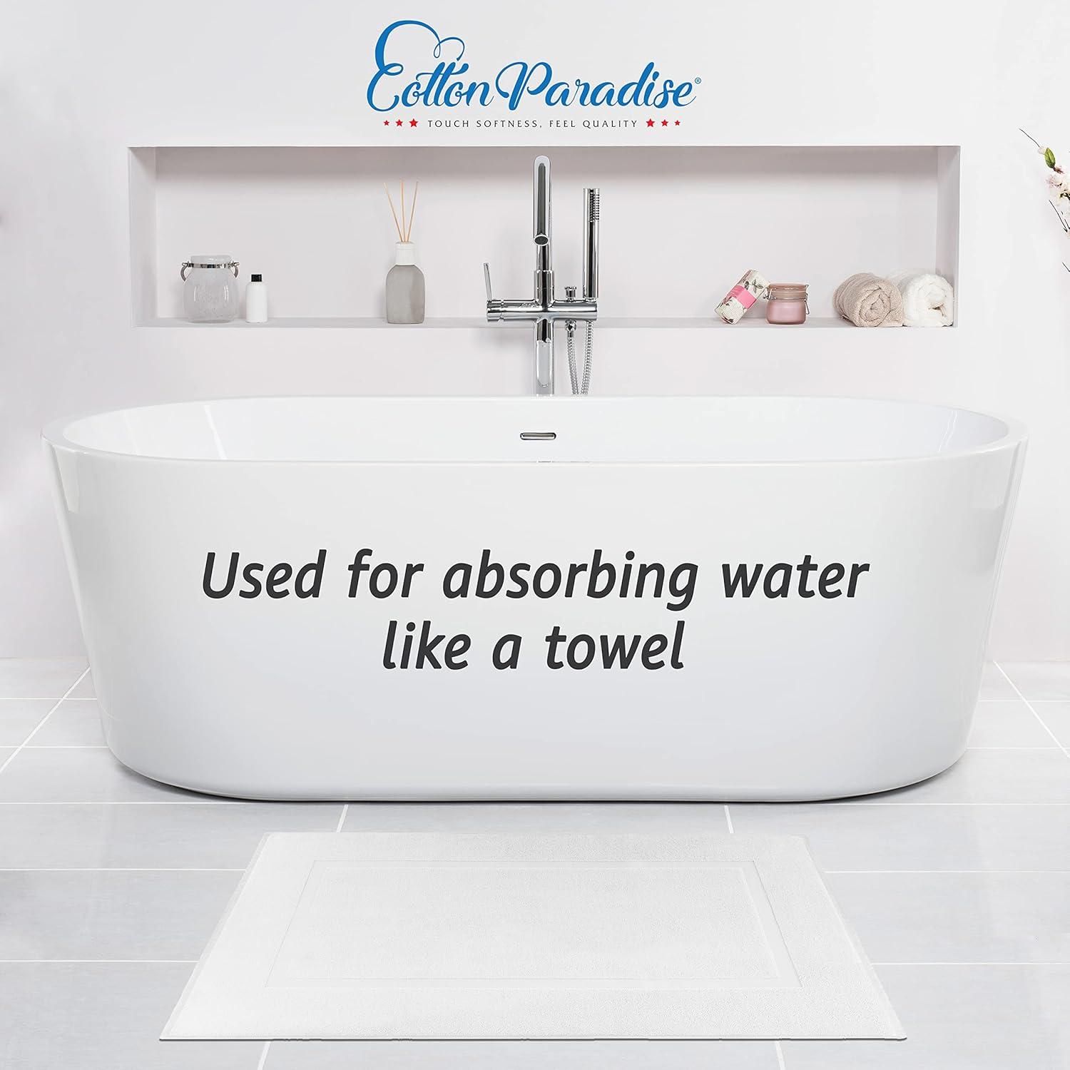 White Cotton Soft Absorbent Bath Mats Set of 2