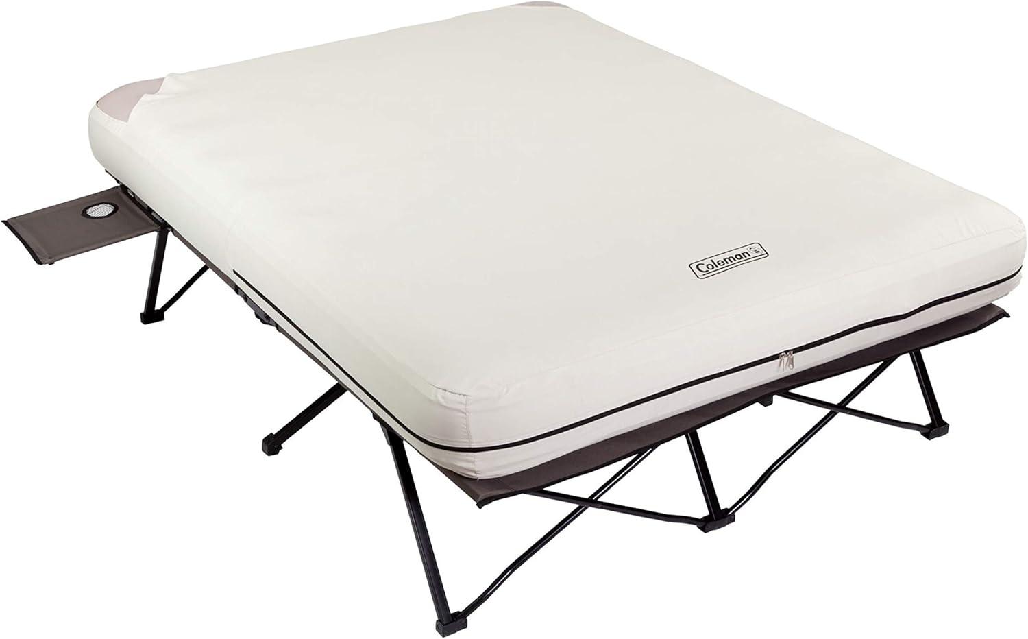 Coleman Cot and Thick Queen Air Mattress Combo Side Tables, Pump Included