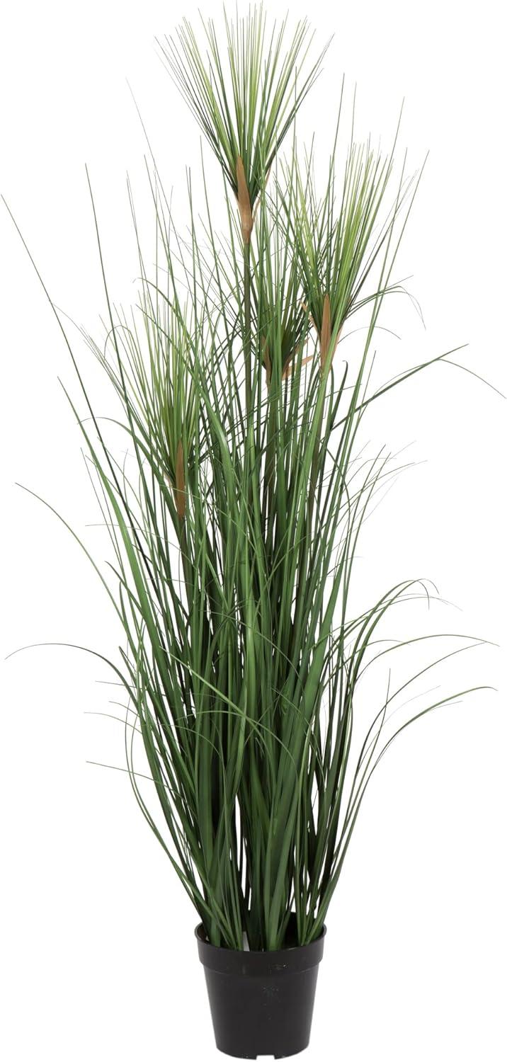 Elegant 48" Potted Faux Grass in Sleek Black Pot