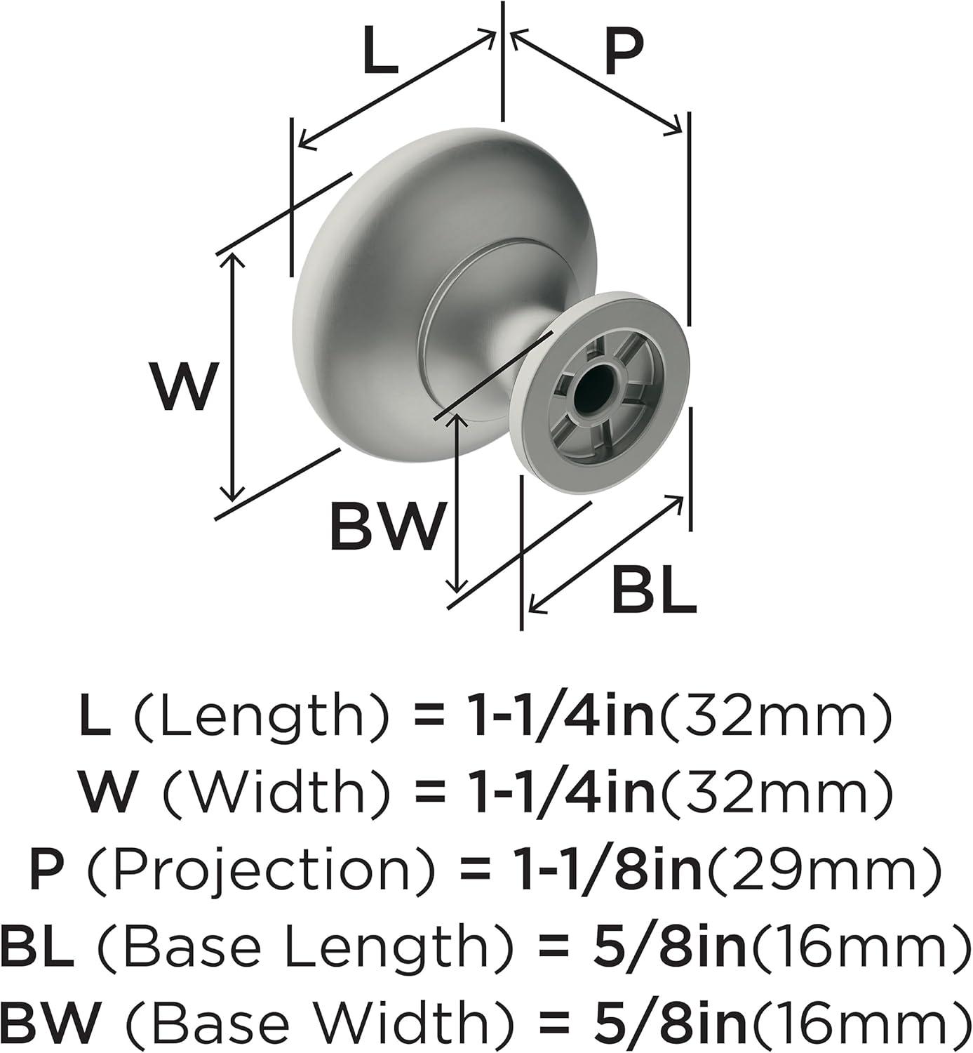 Satin Nickel Round Cabinet Knob with Mounting Hardware