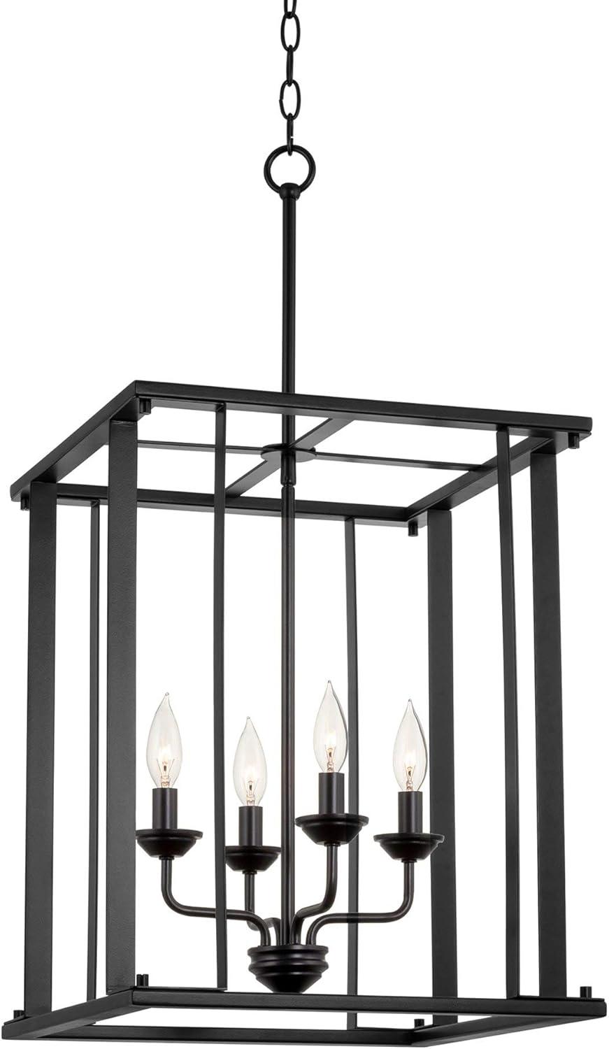 Samson 31.5" Modern Farmhouse Black Lantern Cage Pendant Light