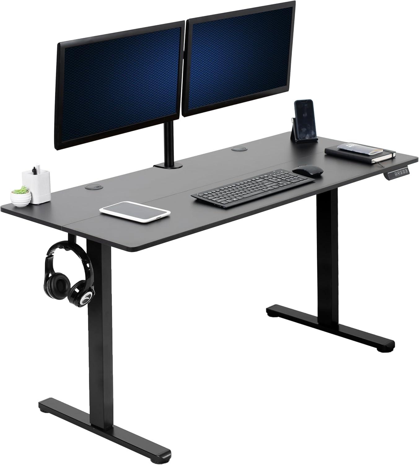 ErgoFlex Black 55" Electric Height Adjustable Standing Desk