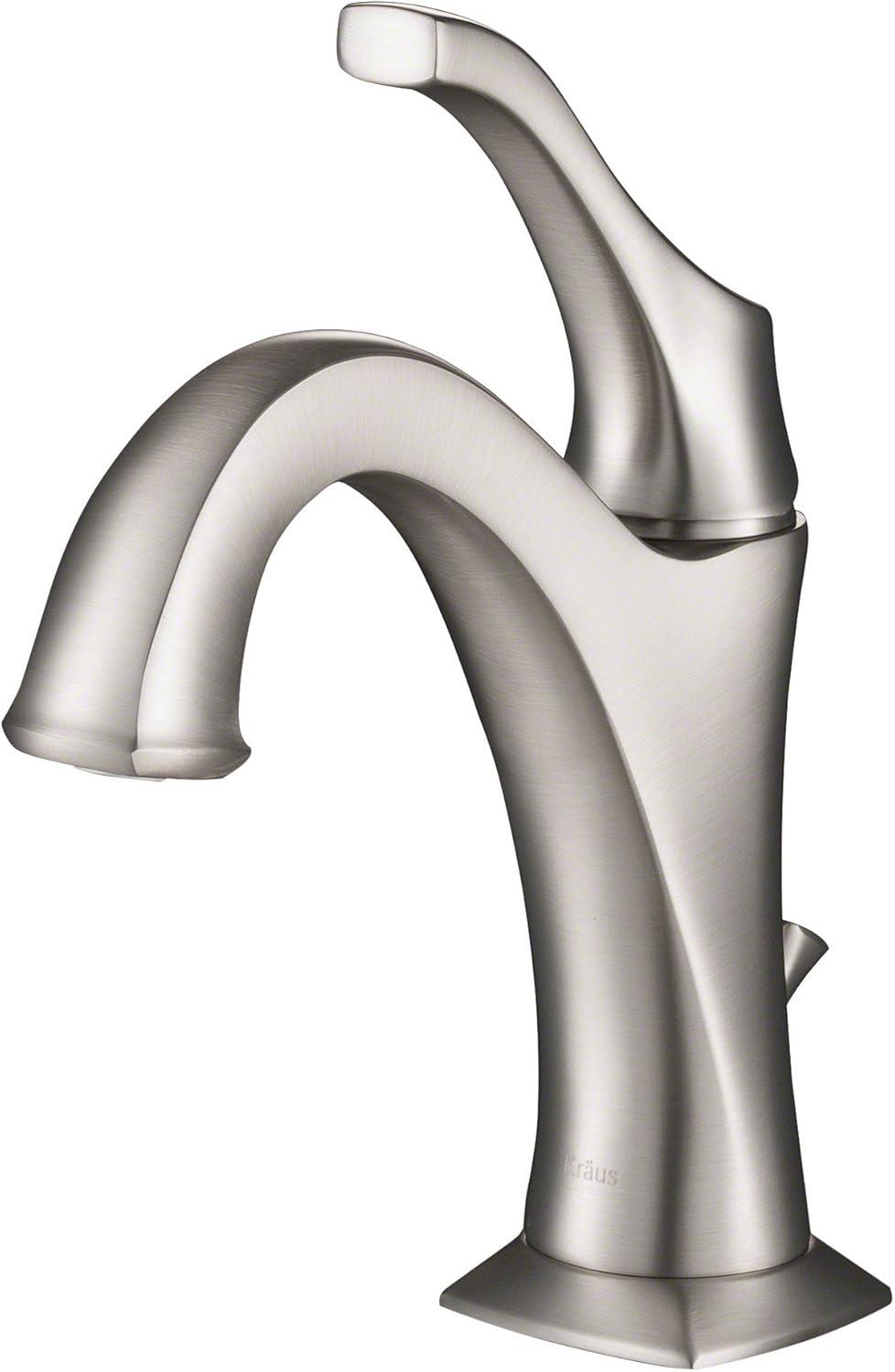 Kraus Arlo Single Hole 1-Handle WaterSense Bathroom Sink Faucet with Drain and Deck Plate