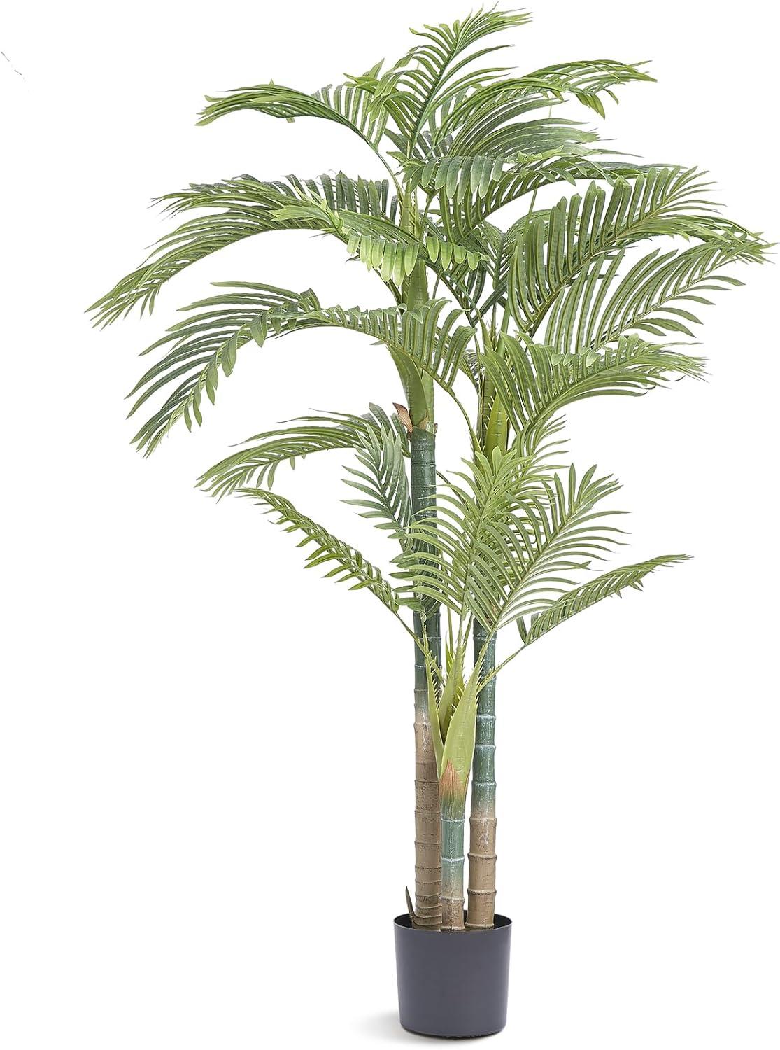 6.5 FT Green Plastic Potted Palm Floor Plant