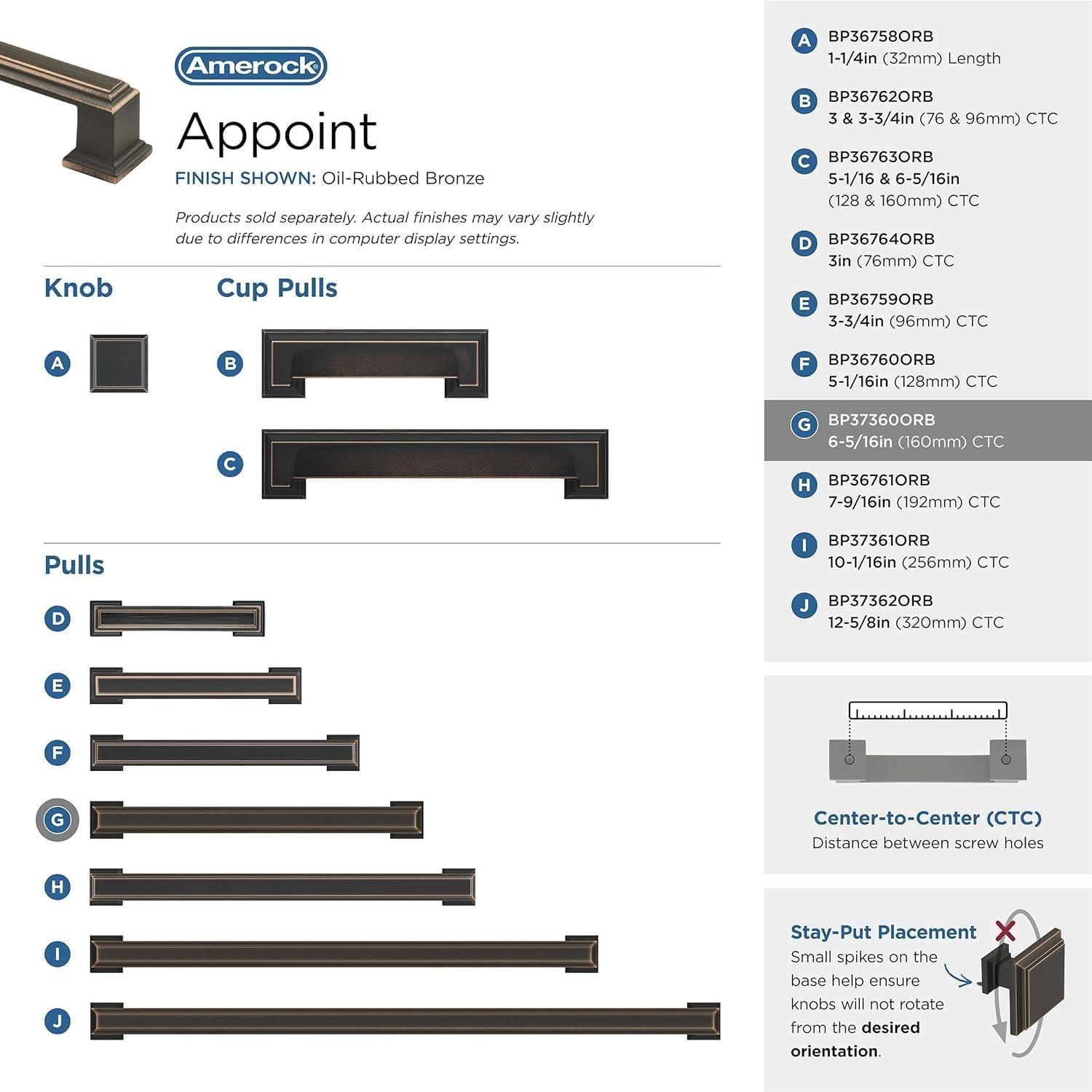 Appoint 6-5/16 in (160 mm) Center-to-Center Cabinet Pull