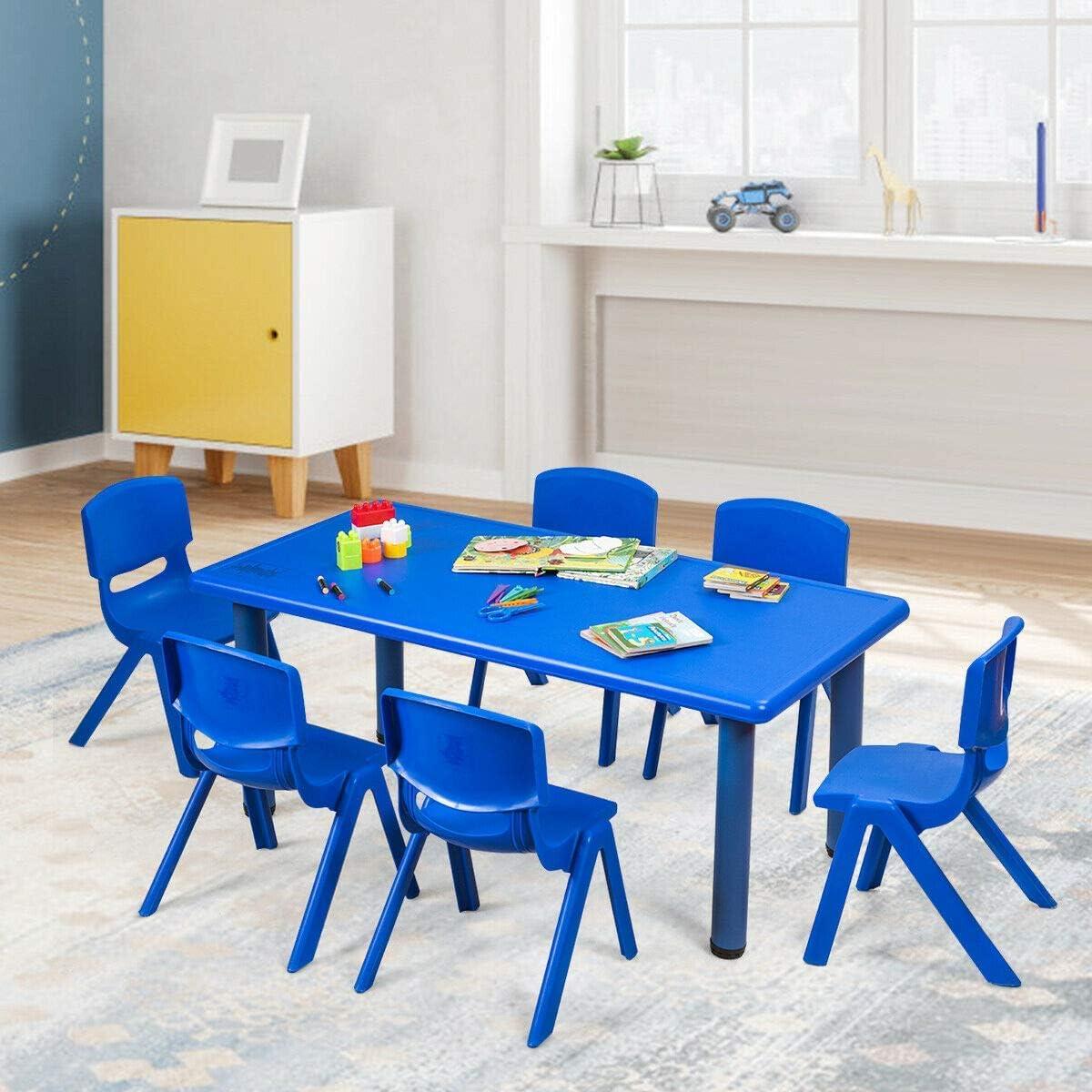 Topcobe 6-pack Kids Plastic Stackable Classroom Chairs, Toddler Living Room Chair-Blue