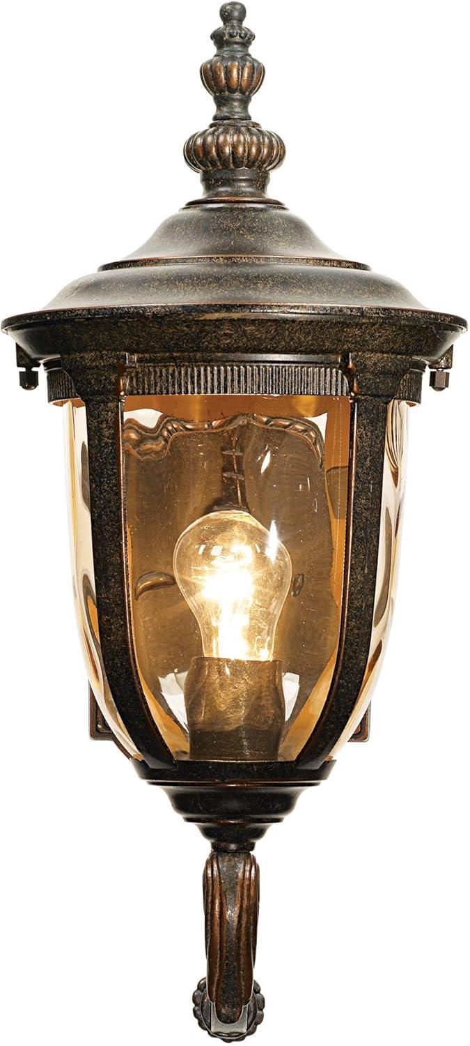 John Timberland Bellagio Rustic Vintage Outdoor Wall Light Fixtures Set of 2 Veranda Bronze Metal 16 1/2" Champagne Glass for Post Exterior