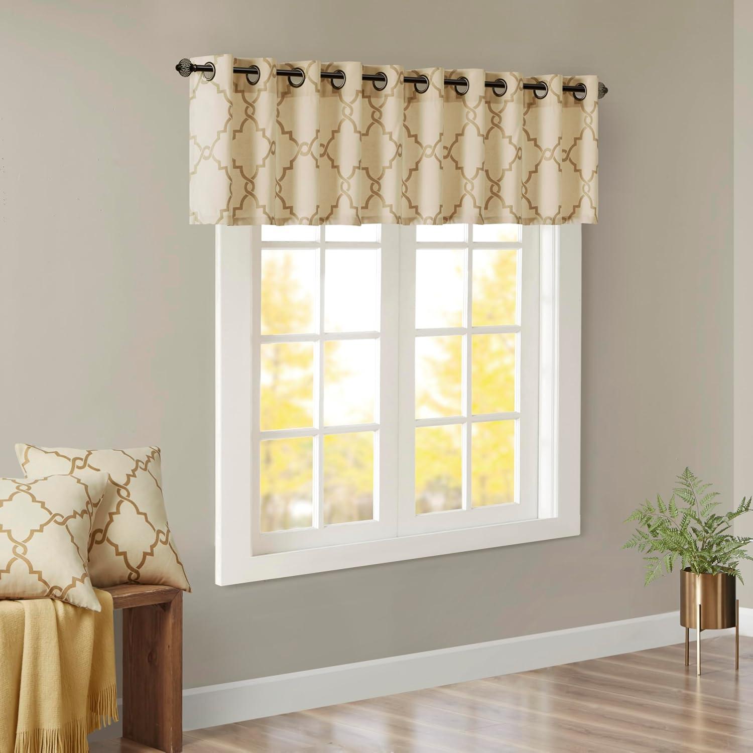 Madison Park Saratoga Fretwork Print Grommet Top Single Window Valance