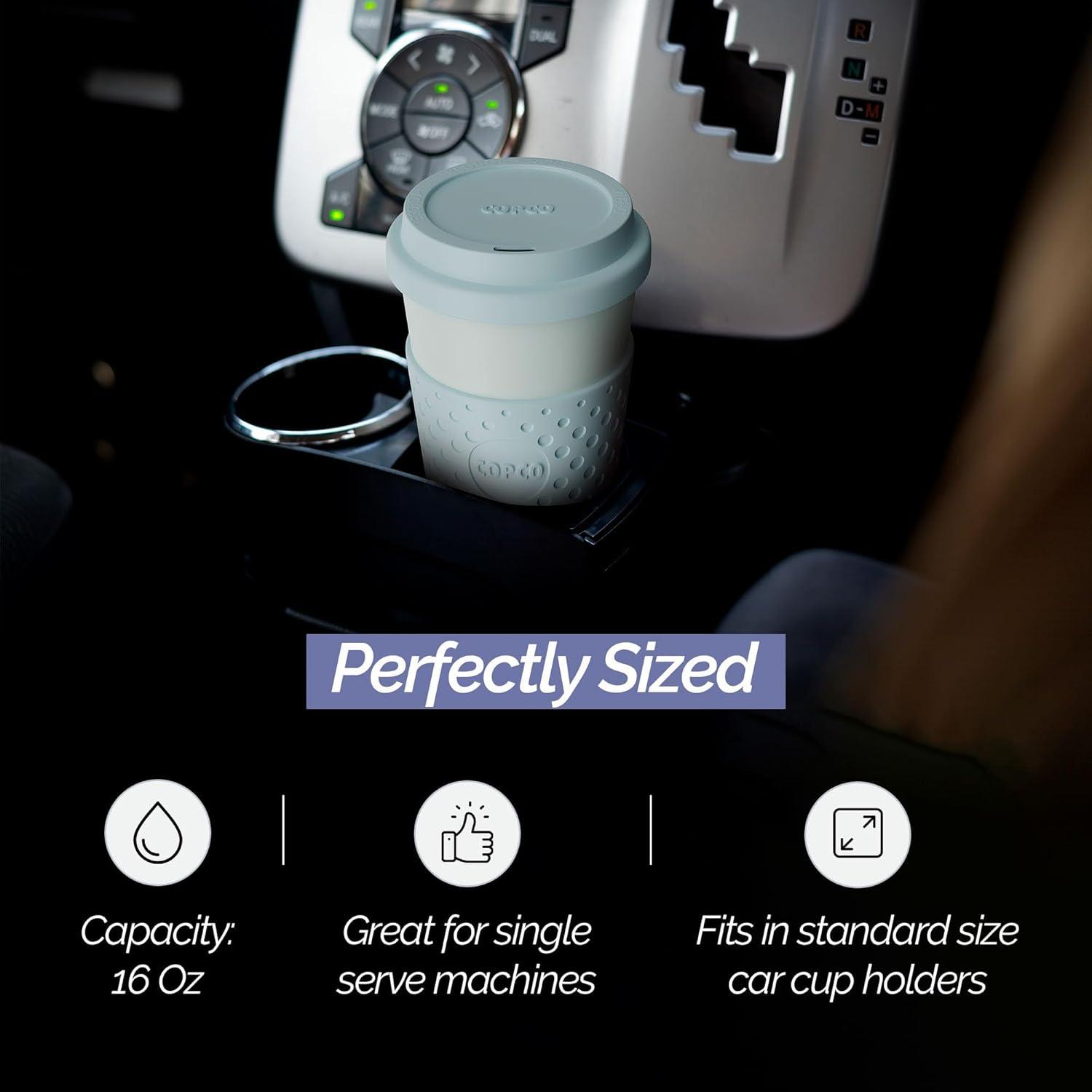 Copco Acadia To Go Mug Set of 2, 16 Ounce Reusable Coffee Cups with Lids, Durable & BPA-Free, Travel Mugs Double-Wall Insulation, Purple & Teal